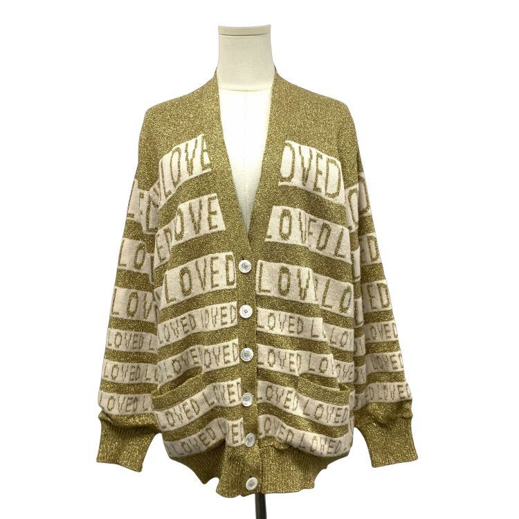 Gucci Gucci Loved Metallic Gold Knit Cardigan Size L Size US L / EU 52-54 / 3 - 1 Thumbnail