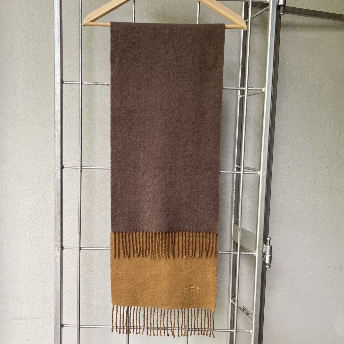 Lancel LANCEL Embroidered Edge Wool Scarf in Mocha & Taupe Size ONE SIZE - 8 Thumbnail