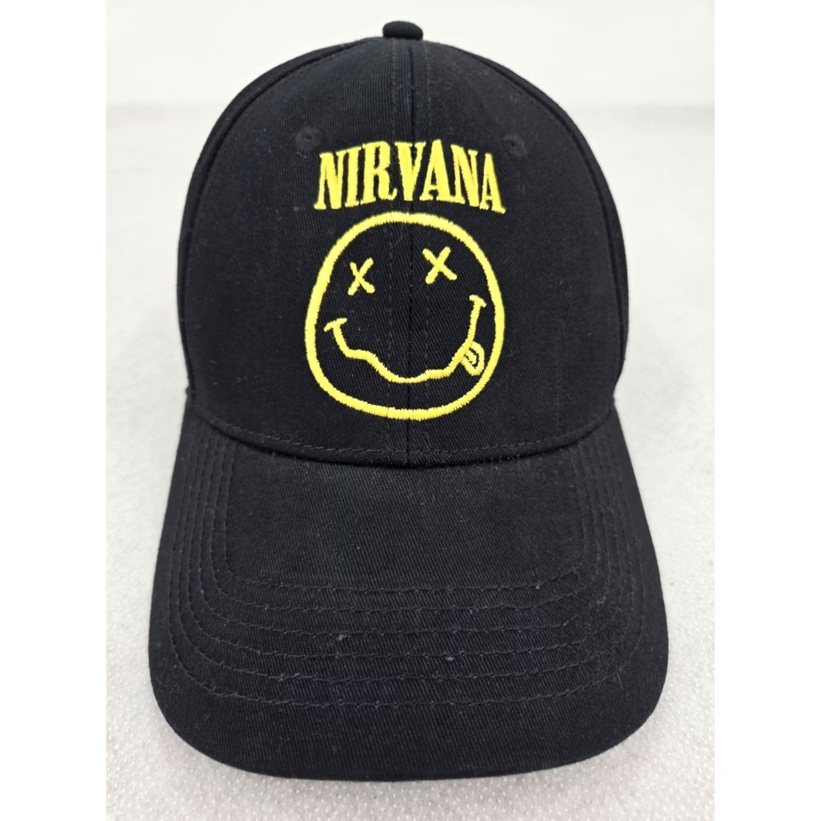 Vintage Nirvana Adjustable Hat Black Smiley Face Embroidered Baseball Rock Men Adjustable Baseball Cap Size ONE SIZE - 3 Thumbnail