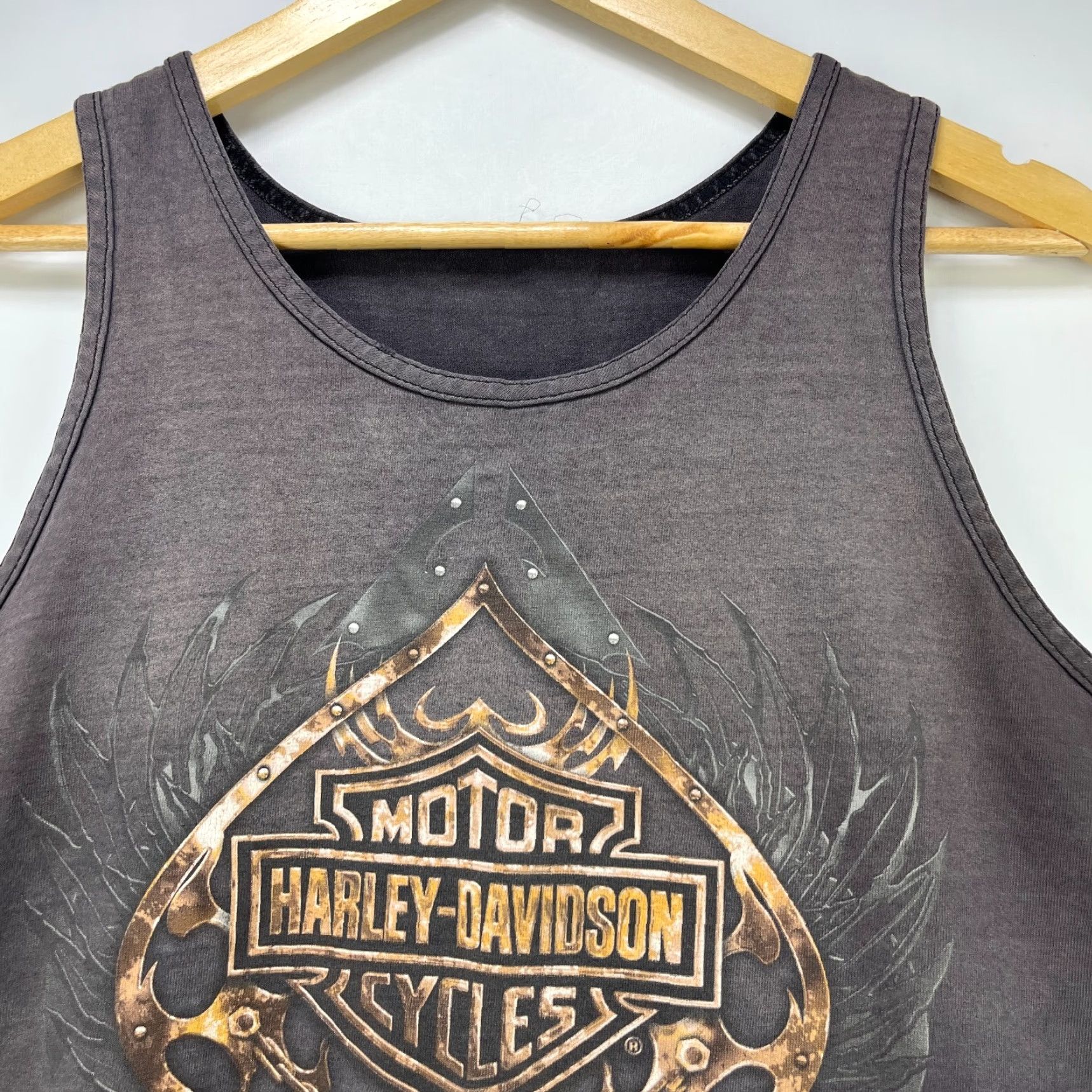Harley Davidson VINTAGE Harley-Davidson Tank Top Shirt L Black 90s Sun Faded Raleigh NC Eagle Large Mens Size US L / EU 52-54 / 3 - 3 Thumbnail