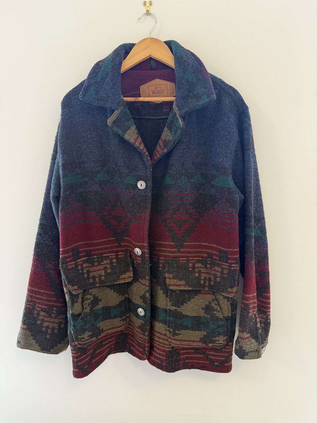 Woolrich Woolen Mills Woolrich Vintage 90s Overcoat Navajo Pattern Size US S / EU 44-46 / 1 - 1 Thumbnail