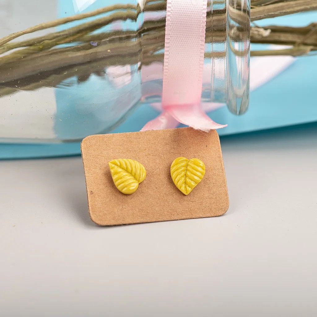 Jewelry Leaves Stud Earrings Ceramic Ear Gift For Her Size ONE SIZE - 1 Preview