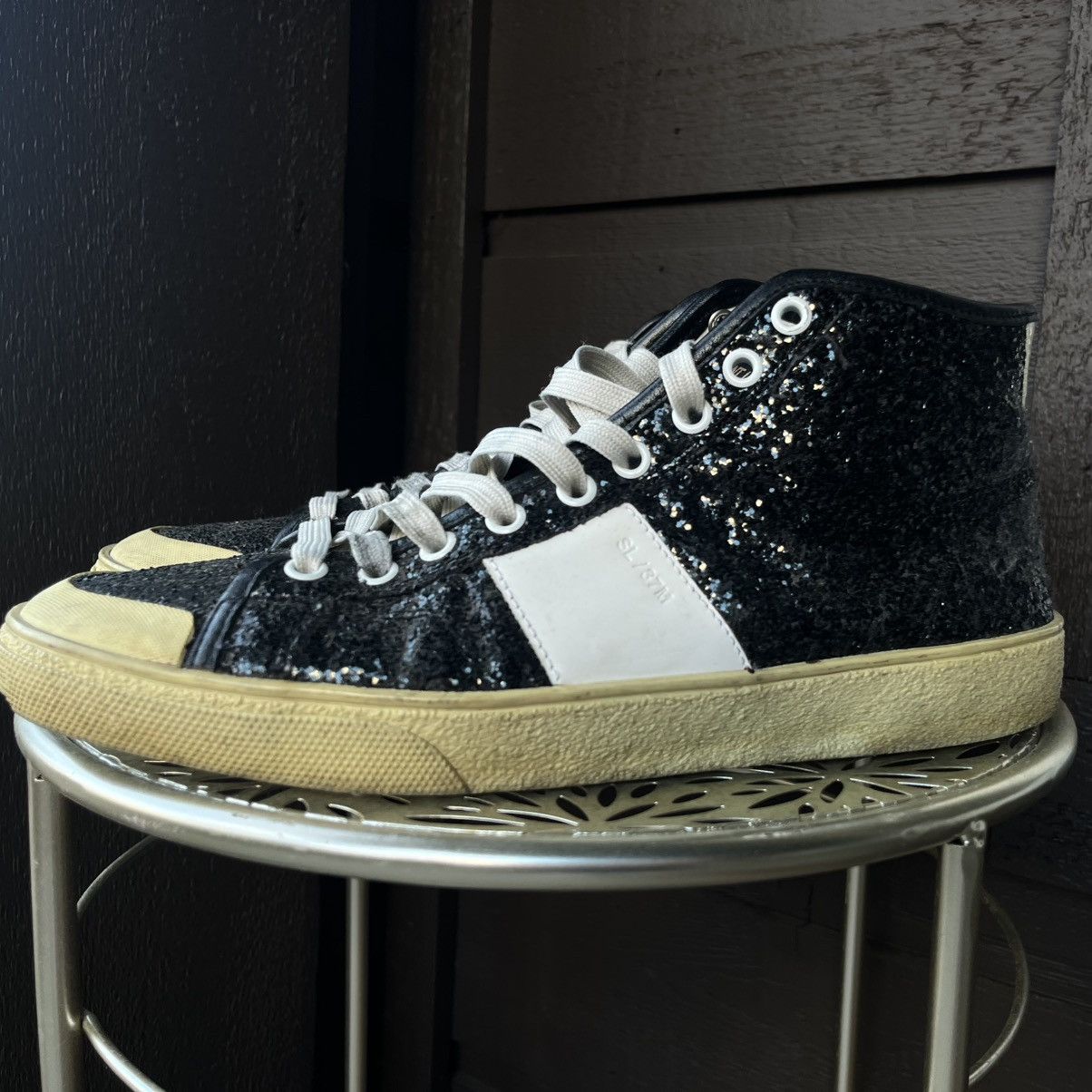 Saint Laurent Paris Saint Laurent Glitter Hi-Top Sneakers Size US 7 / EU 40 - 3 Thumbnail