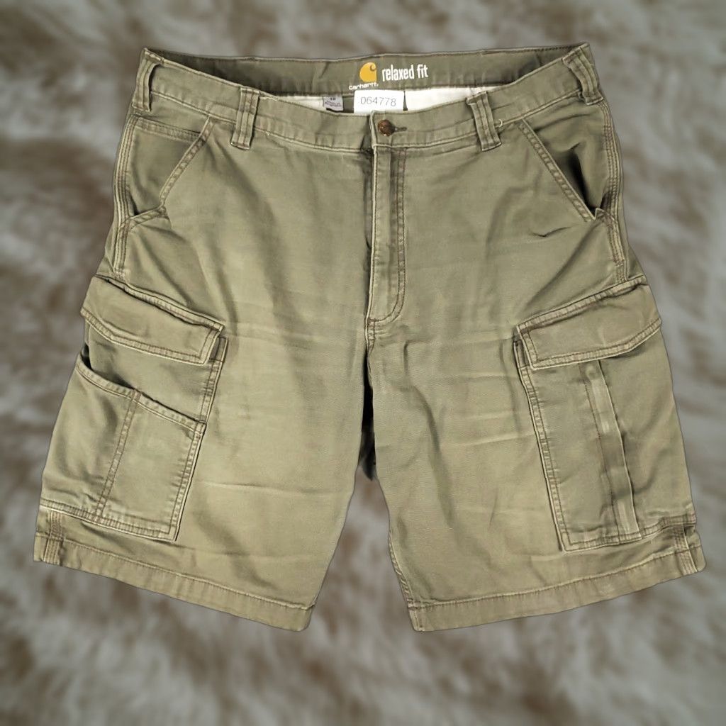 Carhartt Carhartt Cargo Shorts Mens Size 38 Olive/Taupe Relaxed Outdoors Hiking Camping Cargo Short - Beige Cotton Canvas Regular 38 Men Menswear Size US 38 / EU 54 - 1 Thumbnail