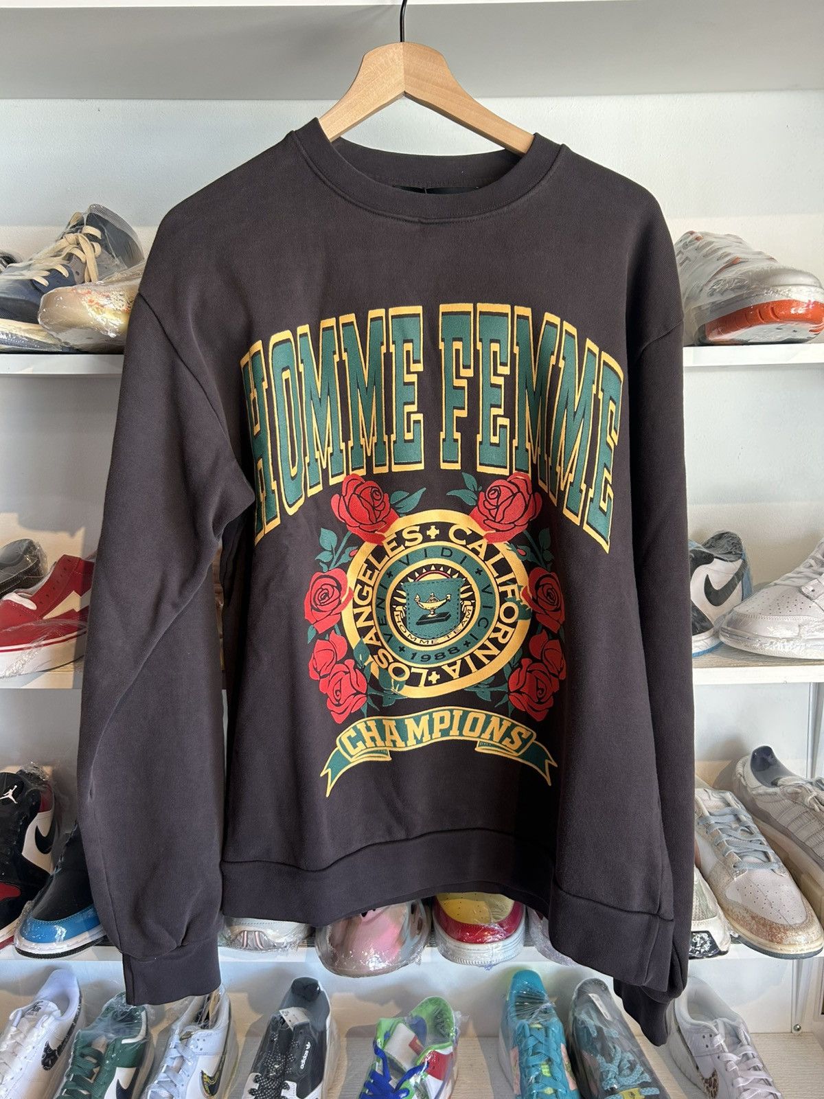 Homme Femme Crewneck Rose La Size Small