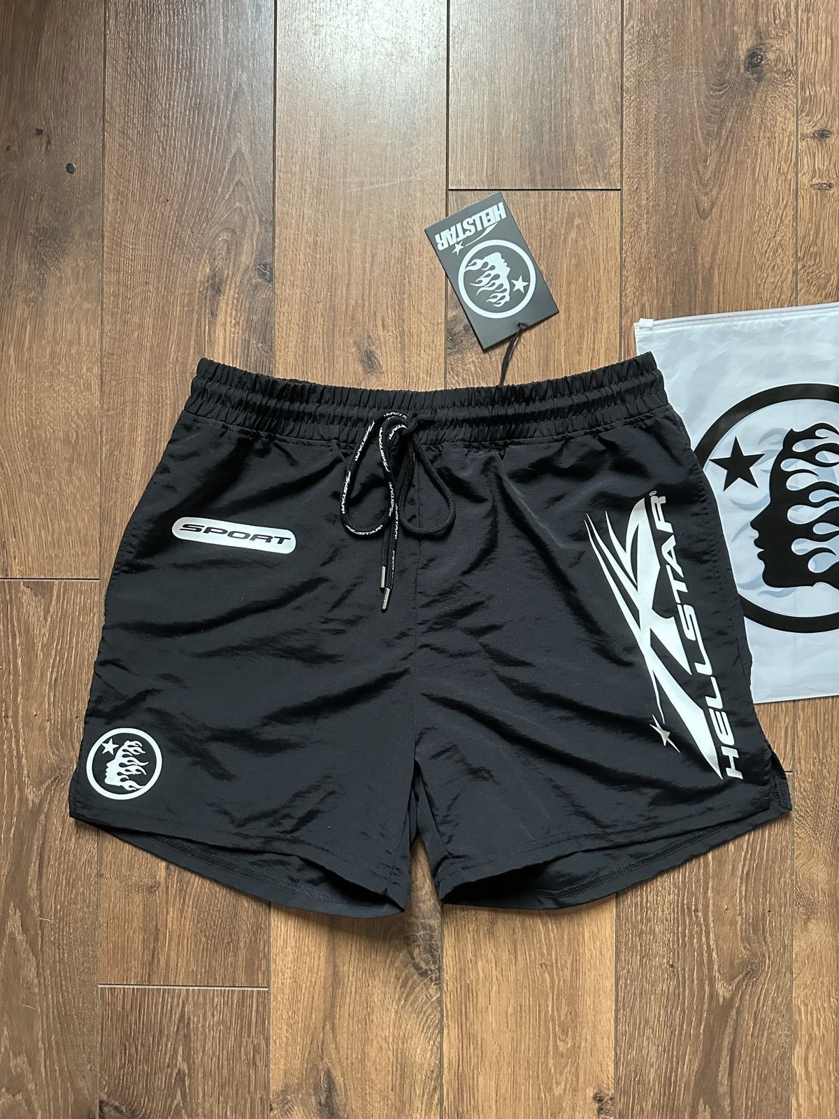 HELLSTAR Hellstar Tri-Logo Athletic Shorts | Black/White Size US 30 / EU 46 - 1 Thumbnail
