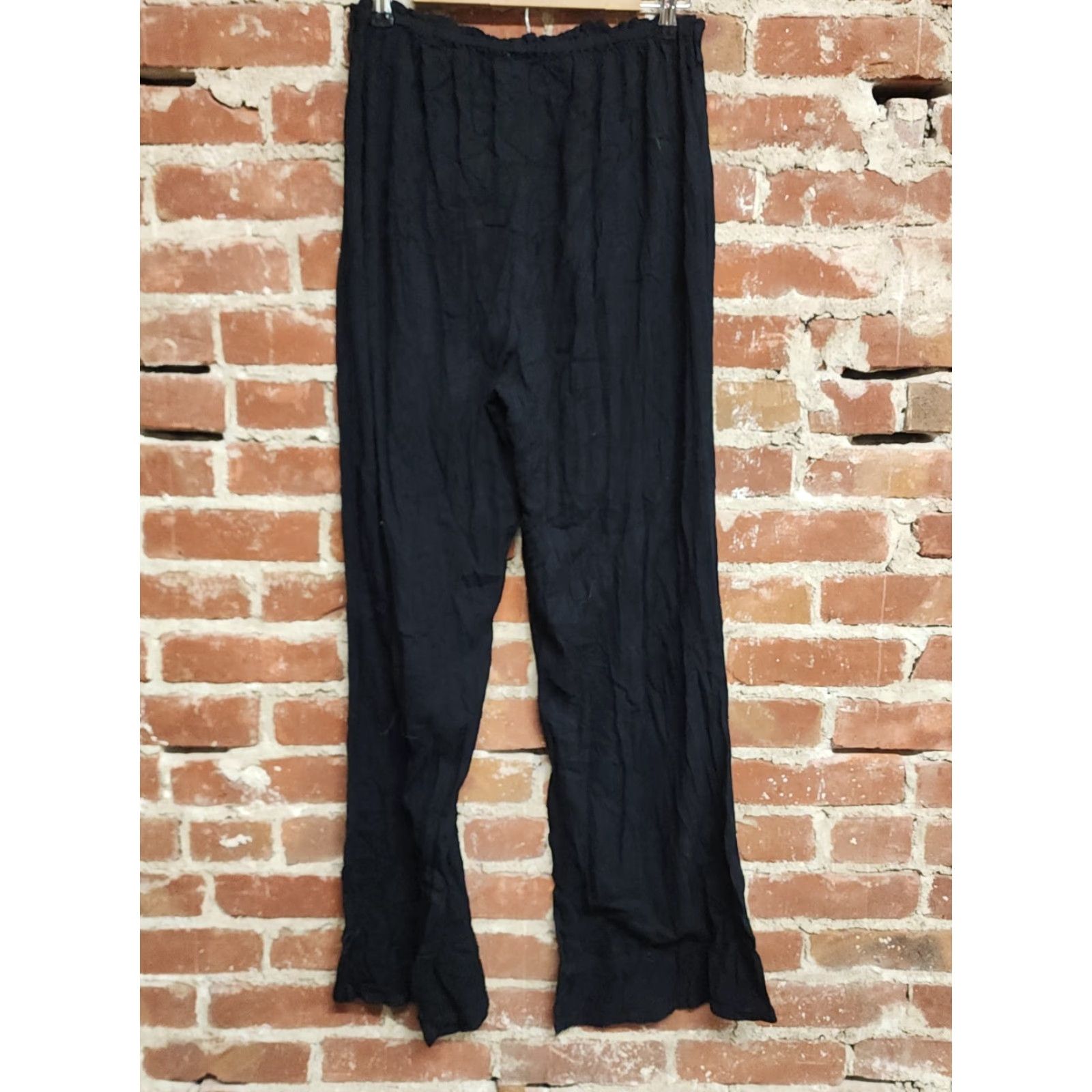 Asos ASOS Design Black Wide Leg Pants Viscose Womens 12 Pants Regular Black 12 ASOS Womens Wide-Leg Comfort Pockets Size 34" / US 12 / IT 48 - 2 Thumbnail
