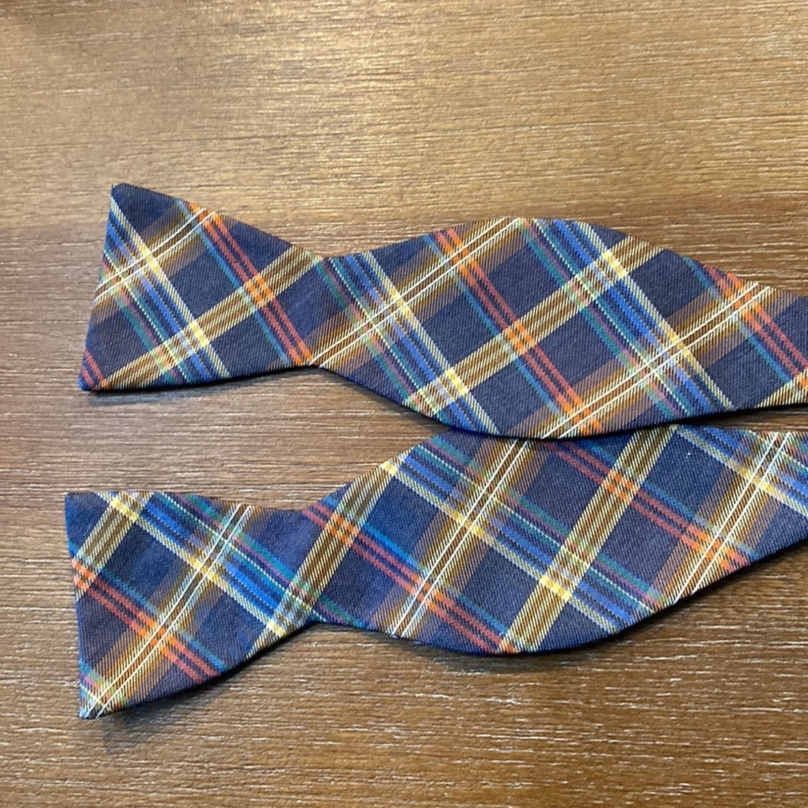 Countess Mara Countess Mara Sea-Mel plaid silk blend bow tie formal Size ONE SIZE - 1 Thumbnail