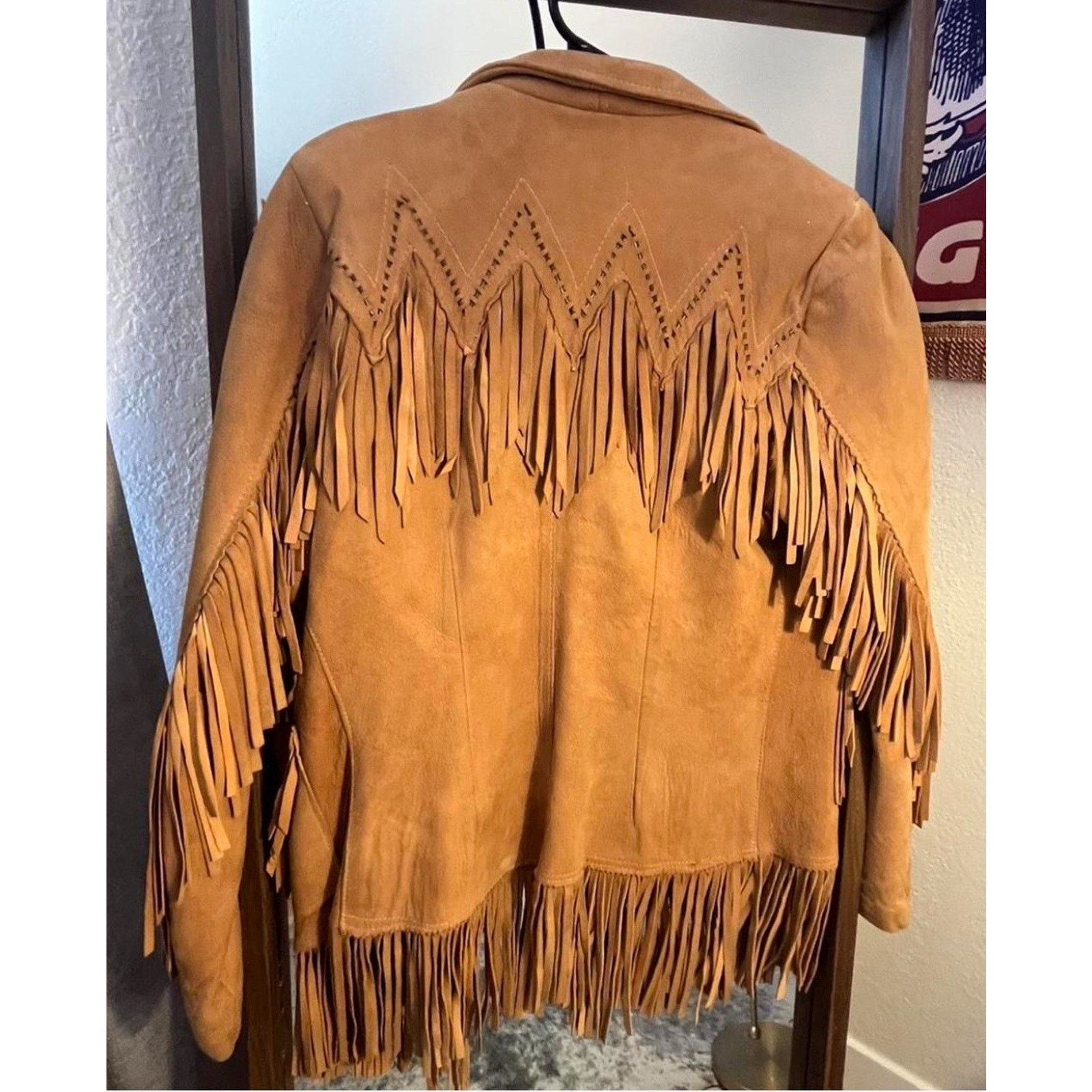 Vintage VTG Pioneer Wear Tan Beige Fringe Leather Western Jacket S Size S / US 4 / IT 40 - 2 Thumbnail