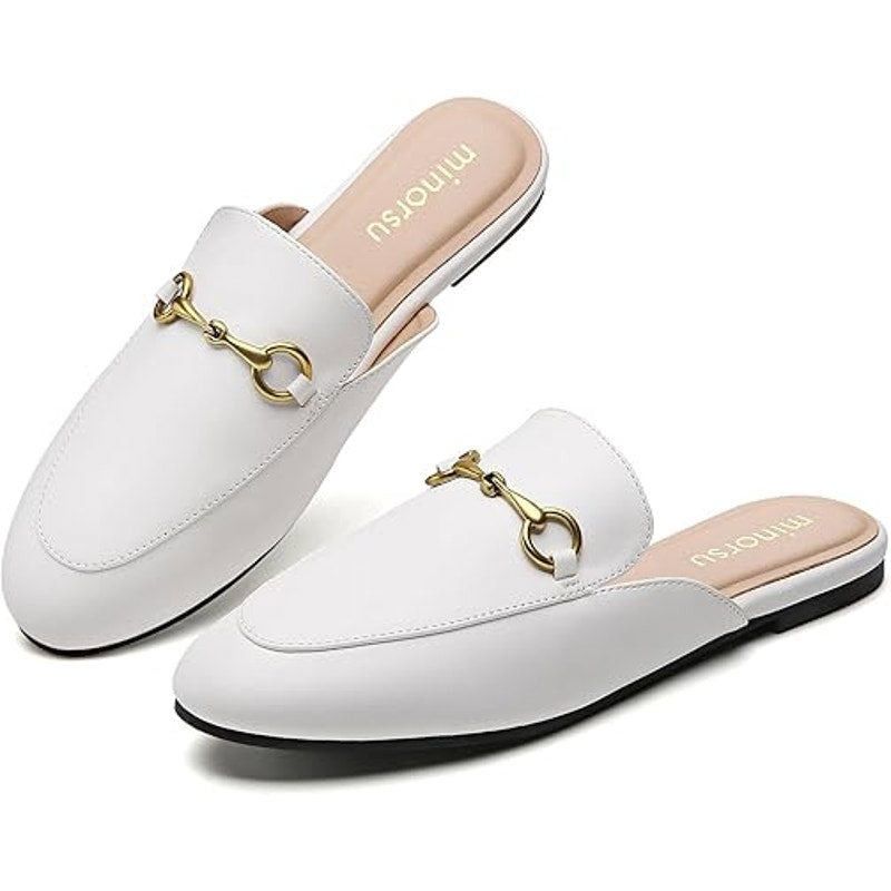 Other Minorsu Women's Size 6.5 White Faux Leather Mule Flats Size US 6.5 / IT 36.5 - 1 Thumbnail