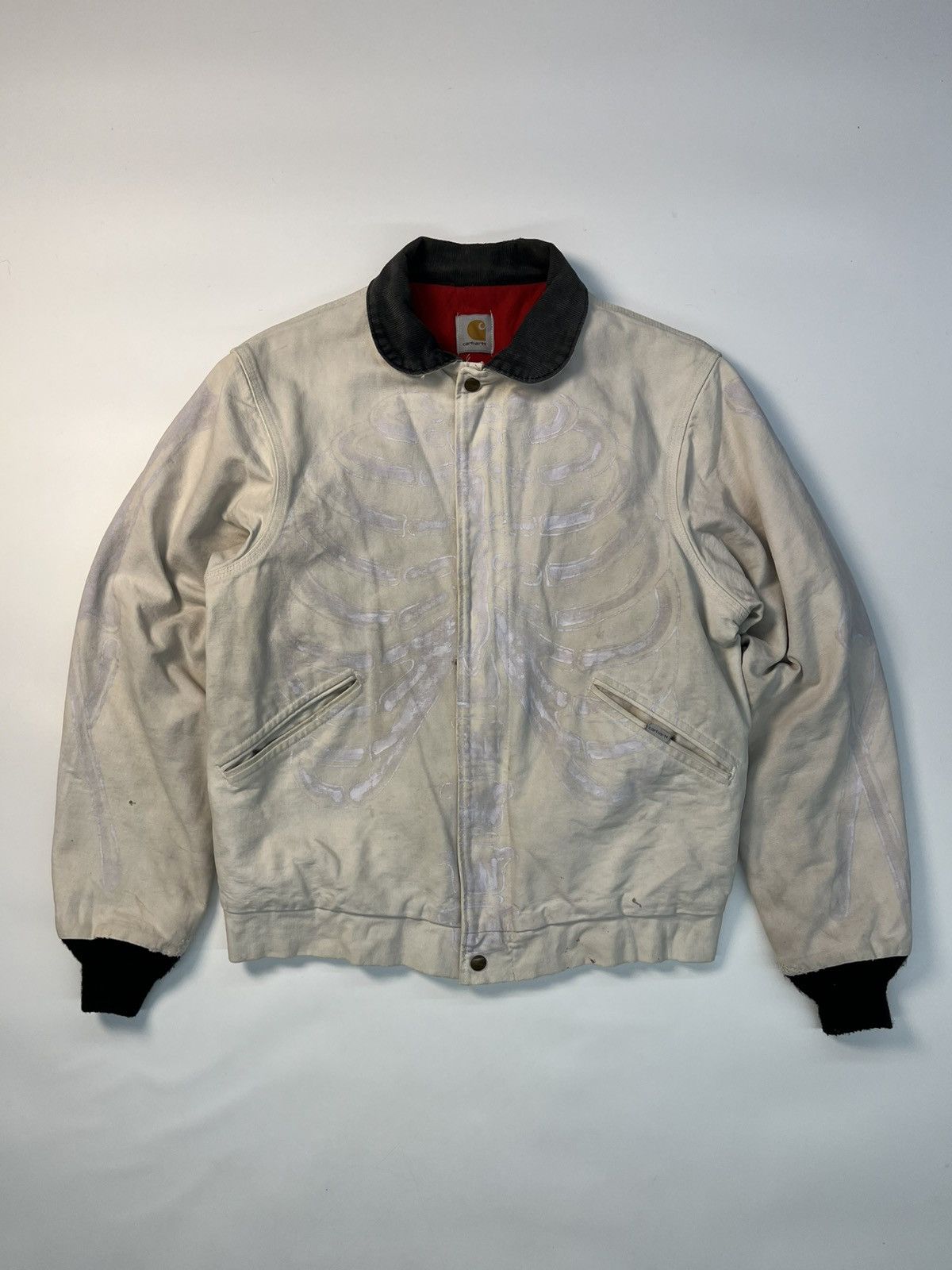 Carhartt VINTAGE CARHARTT White Bomber Jacket Custom Skeleton Size US L / EU 52-54 / 3 - 1 Thumbnail