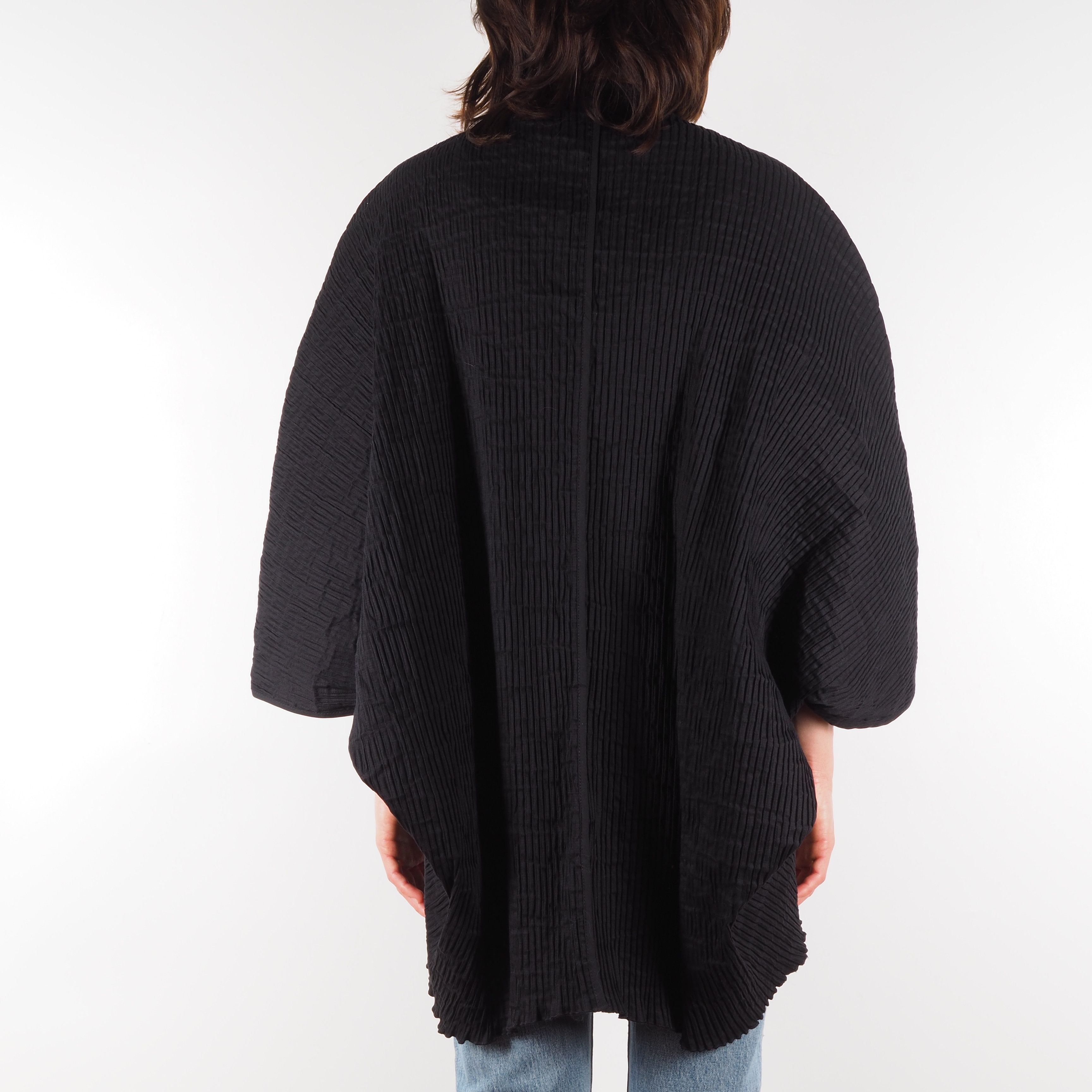 OSKA Oska Black Textured Pleats Oversized Kimono Jacket Size ONE SIZE - 3 Thumbnail