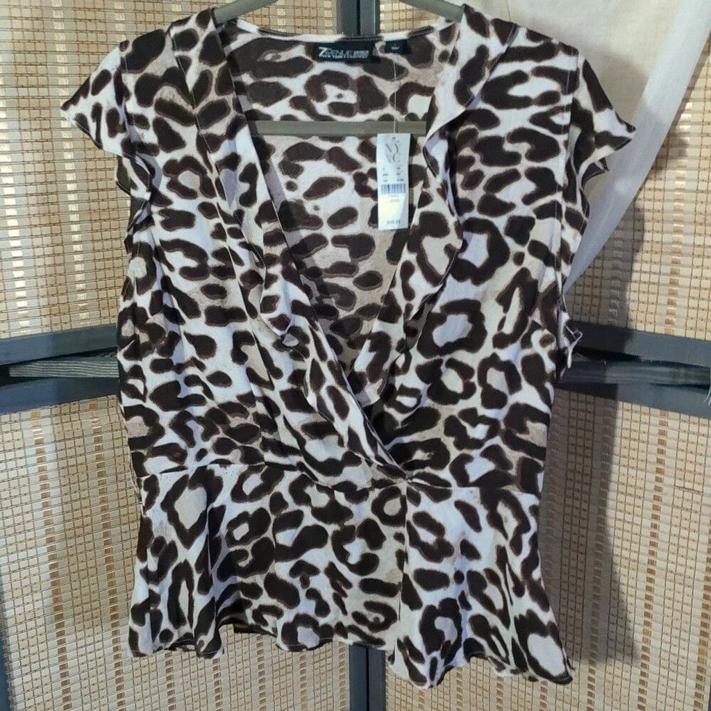 Other NY & Co 7th Street Design Studio Leopard Print Blouse Size L / US 10 / IT 46 - 2 Thumbnail