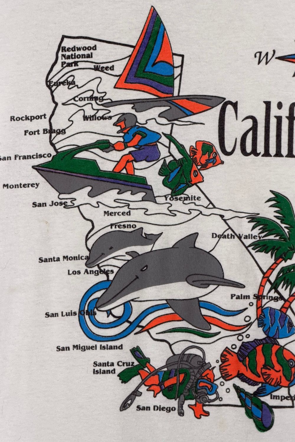 Tultex California Map Graphic Tultex Tee USA Travel Souvenir 90s Size US L / EU 52-54 / 3 - 6 Thumbnail