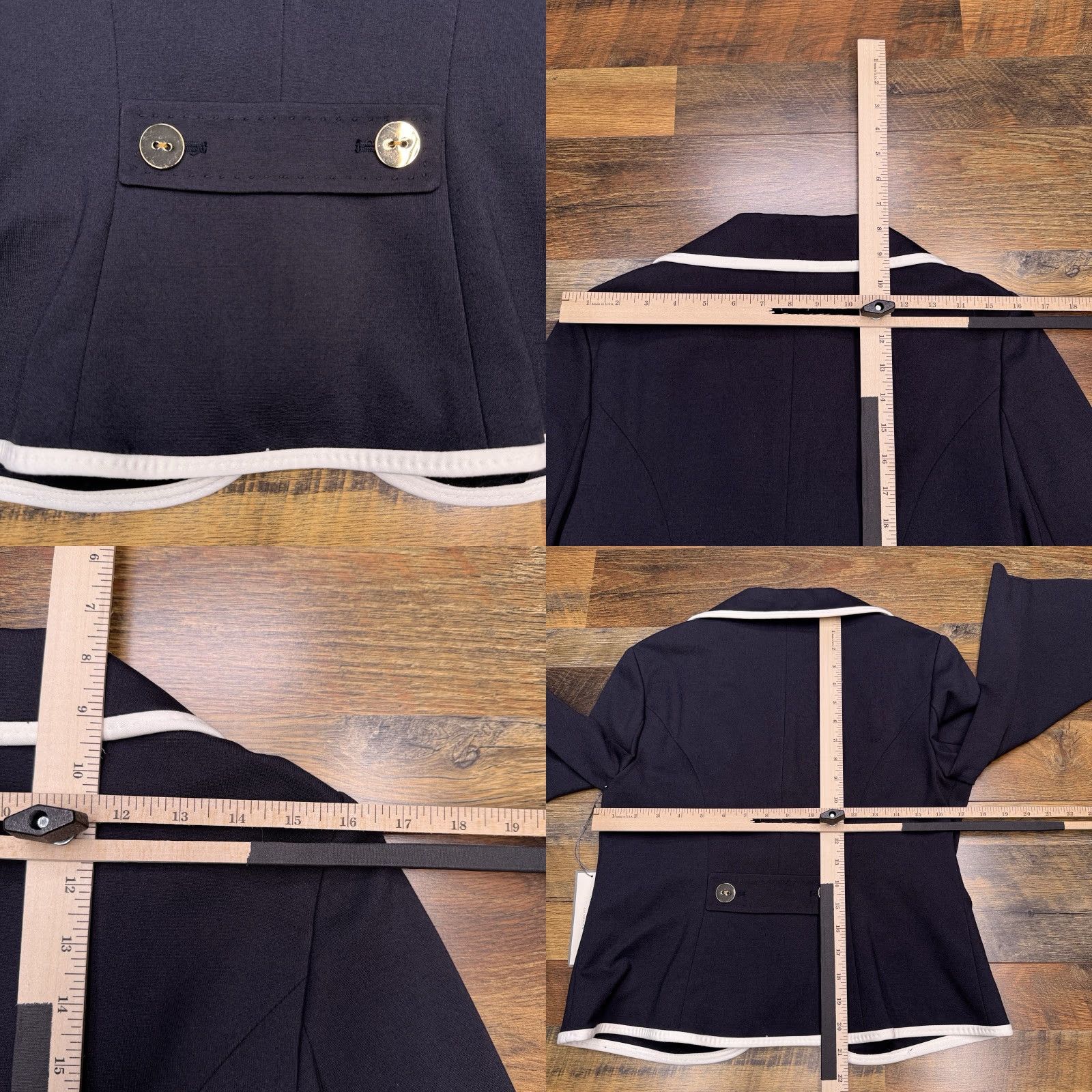 Ann Taylor Ann Taylor Blazer Womens 8 Navy Blue Gold Buttons Stretch New Size M / US 6-8 / IT 42-44 - 8 Thumbnail