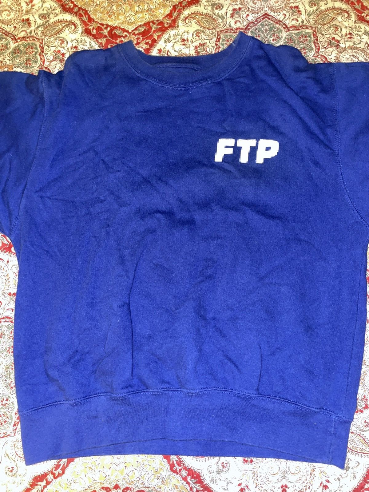 image of Fuck The Population Ftp Blur Crewneck in Blue, Men's (Size Large)