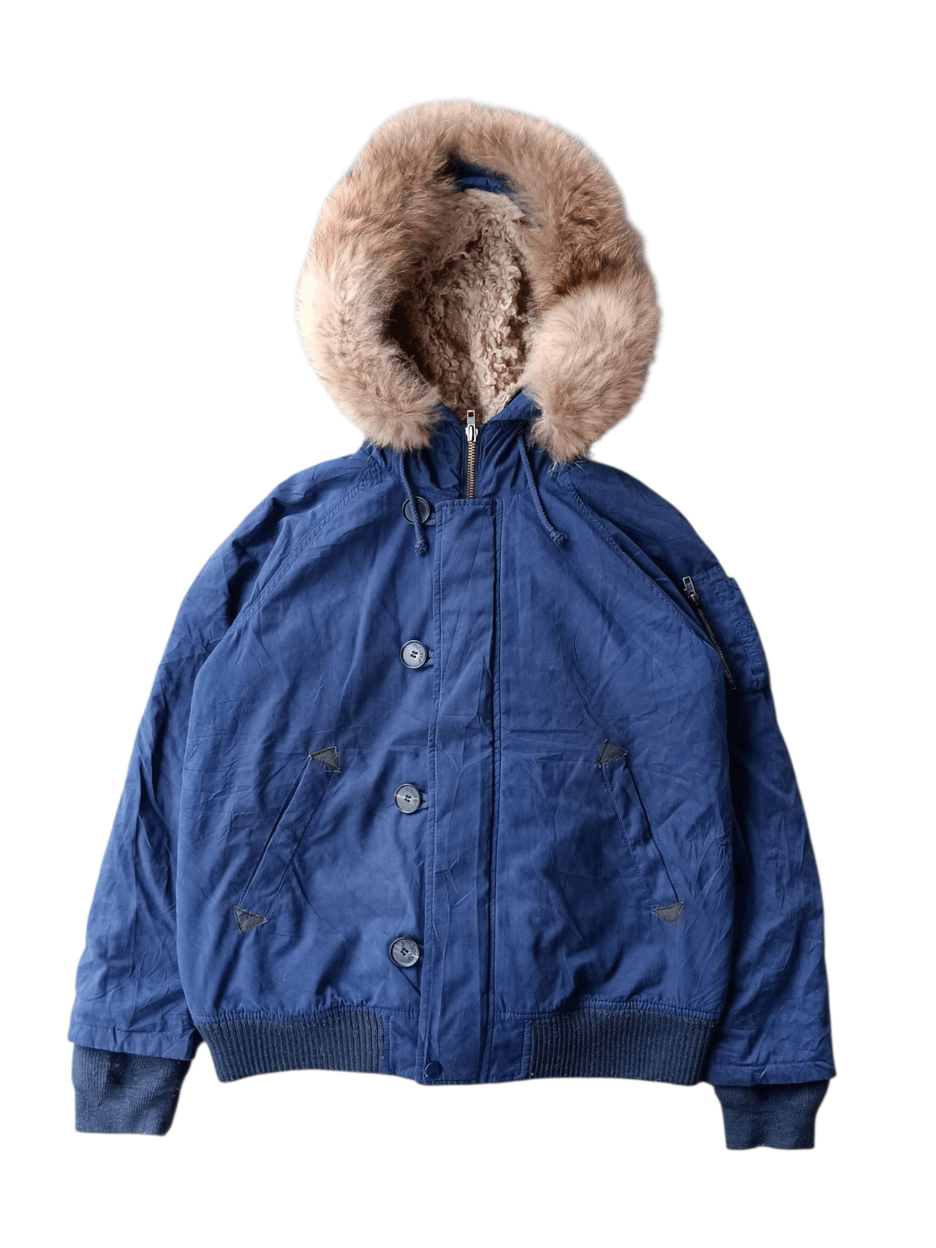 Japanese Brand 2000's moussy real fur hoodie bomber jacket Size US M / EU 48-50 / 2 - 1 Thumbnail