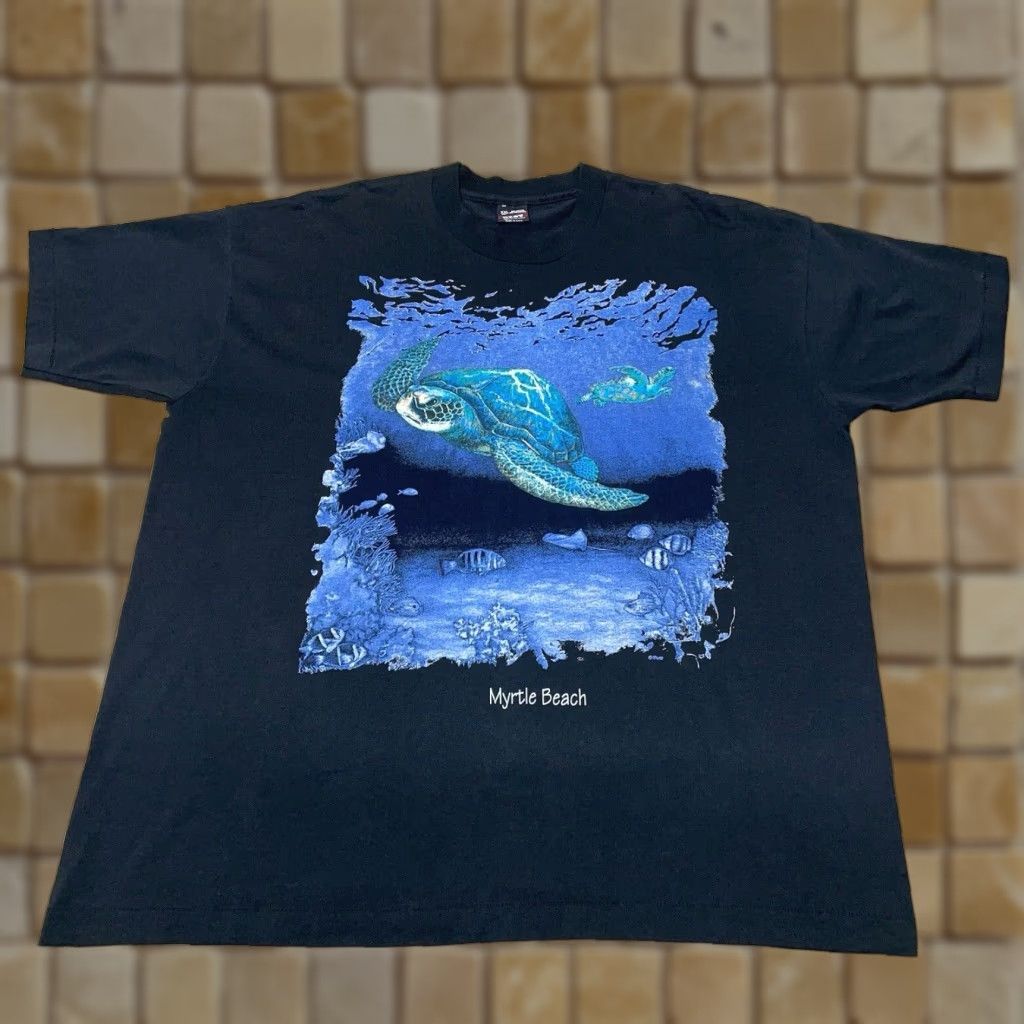 Fruit Of The Loom VINTAGE Fruit of the Loom Sea Turtle T-Shirt Men Short Sleeve Cotton Blend Black Size XXL Nature Size US XXL / EU 58 / 5 - 1 Thumbnail