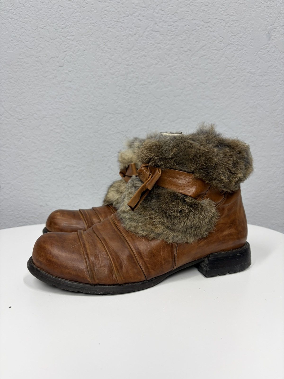 If Six Was Nine Vintage Italian AS 98 Rick Owens Style Fur Leather Boots Size US 8 / EU 41 - 5 Thumbnail