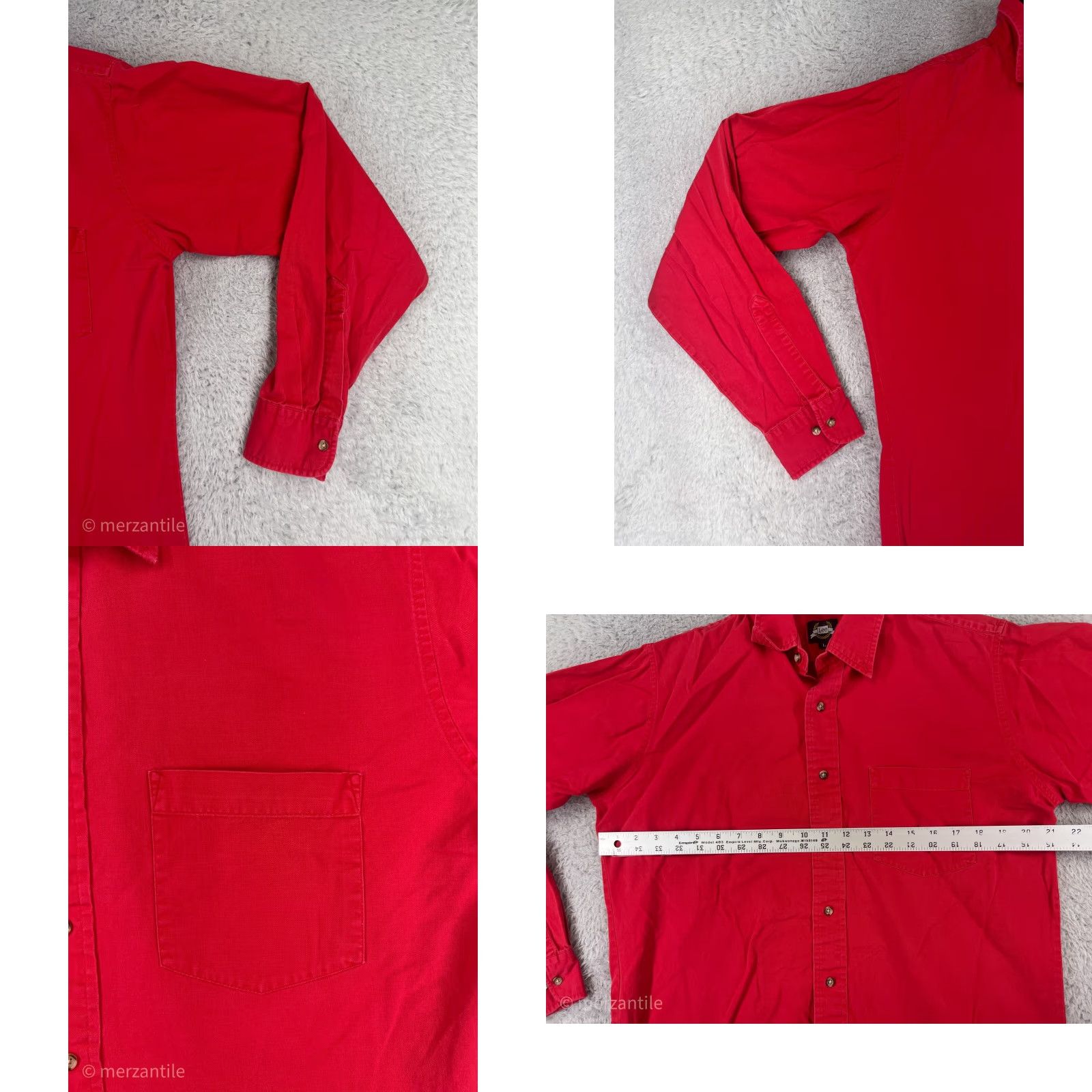 Lee Lee Shirts Mens Large Red Long Sleeve Button Up 100% Cotton Pockets Twill Durable Size US L / EU 52-54 / 3 - 8 Thumbnail
