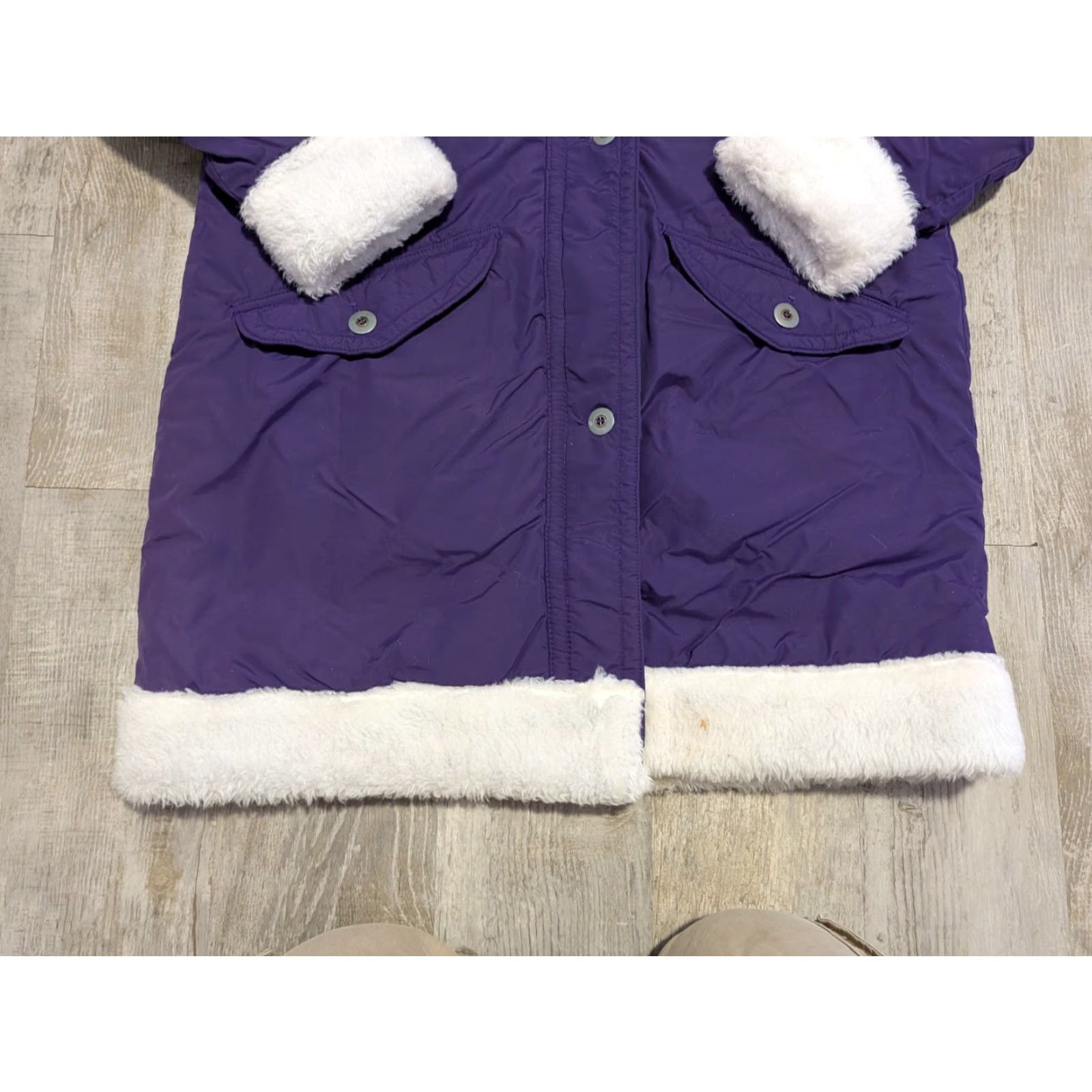 Vintage VINTAGE L.L.Bean Parka Womens M Wool Lined Made in USA Faux Fur Trim Purple Solid Hooded Coat Mens? No — end gender: Womens Size M / US 6-8 / IT 42-44 - 5 Thumbnail