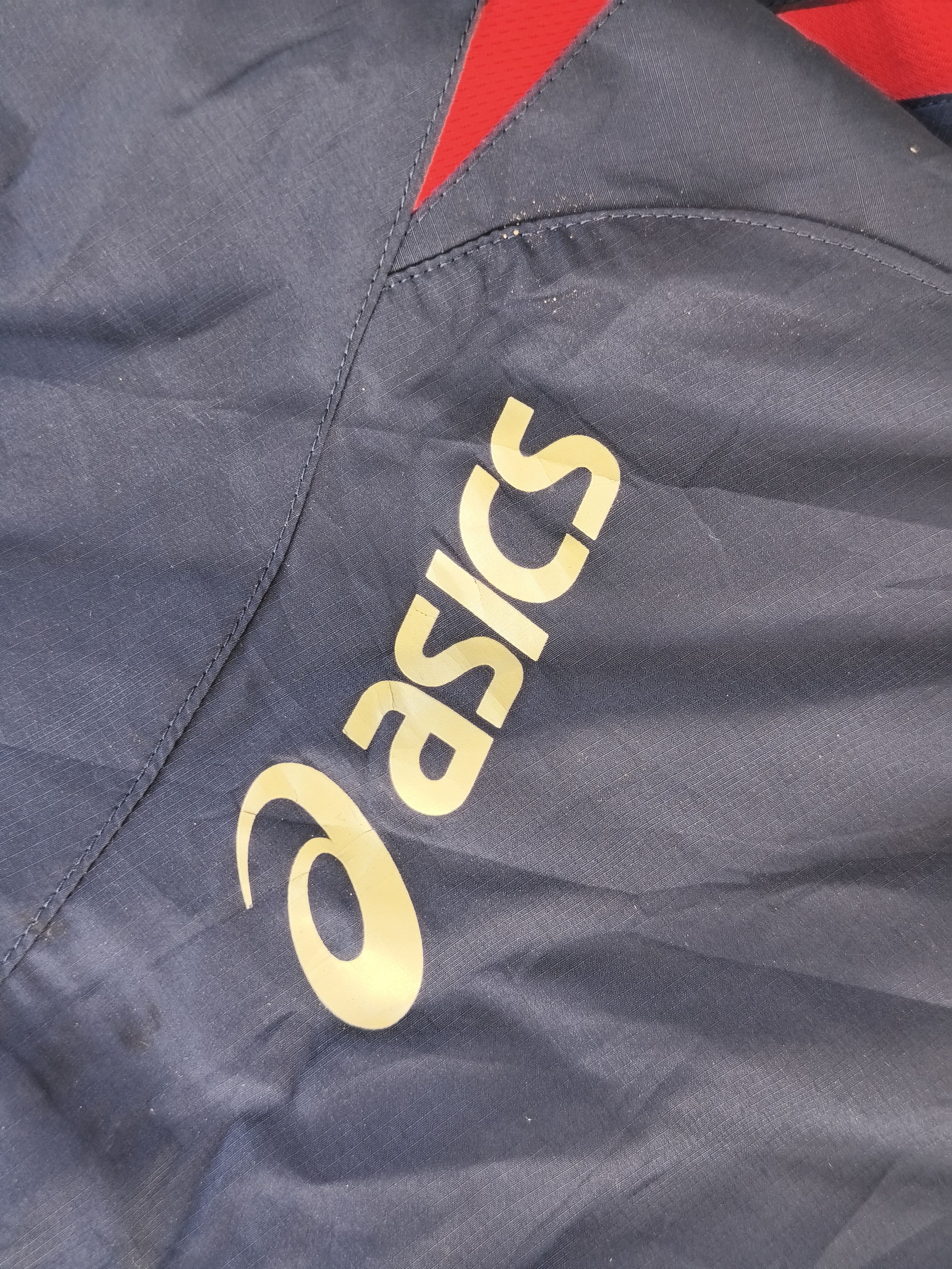 Asics Vintage ASICS Windbreaker Pullover Jacket - 2000s Navy Red Size US L / EU 52-54 / 3 - 6 Thumbnail