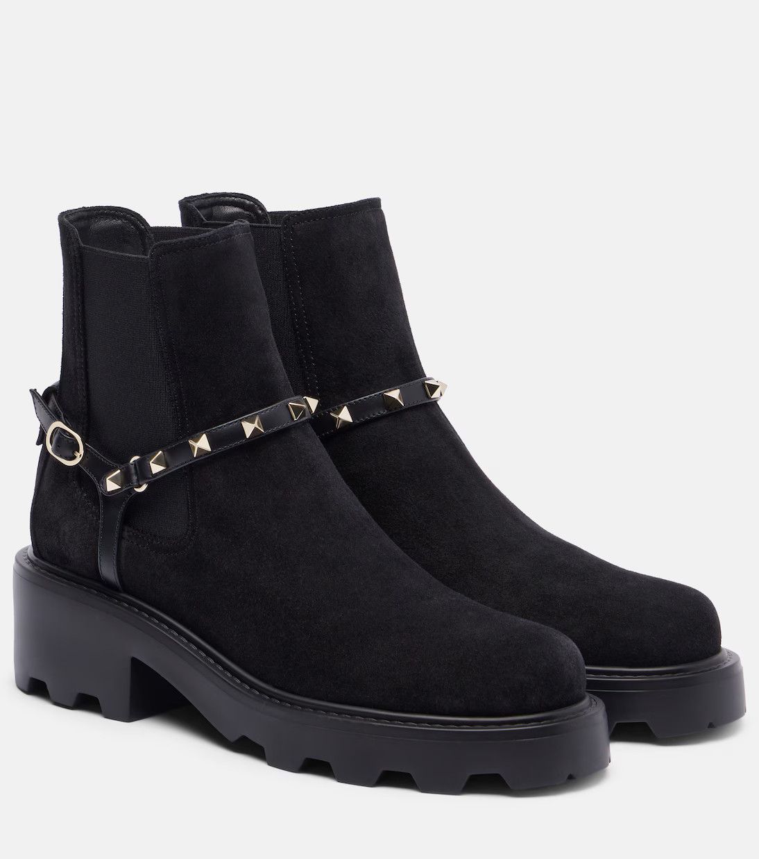 Valentino os11x0126 Rockstud Buckle Strap Chelsea Boots in Black Size US 9 / IT 39 - 2 Thumbnail