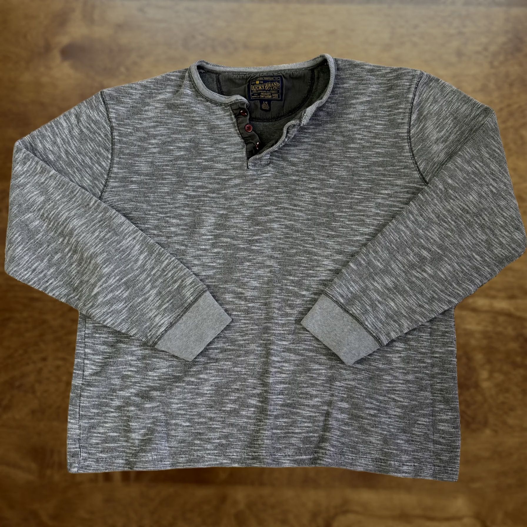 Lucky Brand Lucky Brand Shirt Mens L Gray Knit Thermal Henley Long Sleeve Casual Top Size US L / EU 52-54 / 3 - 1 Thumbnail