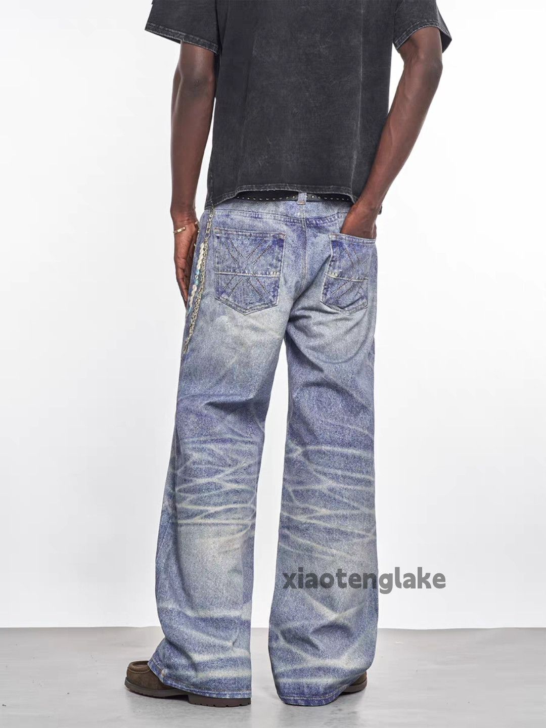 Vintage Custom washed faded loose baggy skate hiphop jeans Size US 32 / EU 48 - 4 Thumbnail