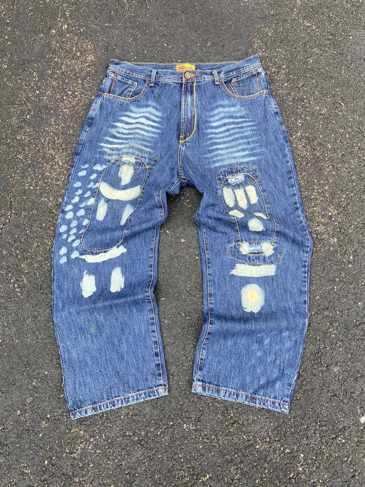 Ecko Unltd. Crazy Baggy Y2K Skater Style Wide Leg Ecko Blue Jeans Grailed
