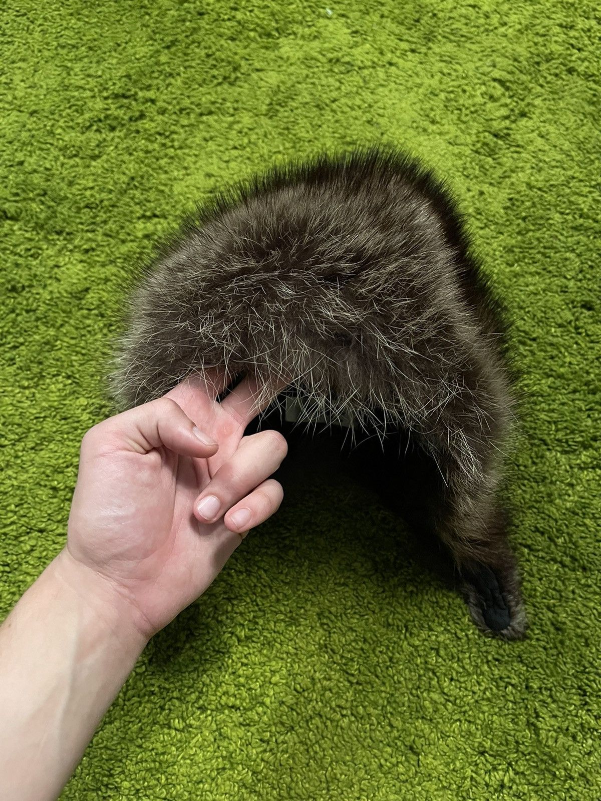Designer × Vintage Real Fur fuzzy Ushanka trapper checker hat Y2K Size ONE SIZE - 3 Thumbnail