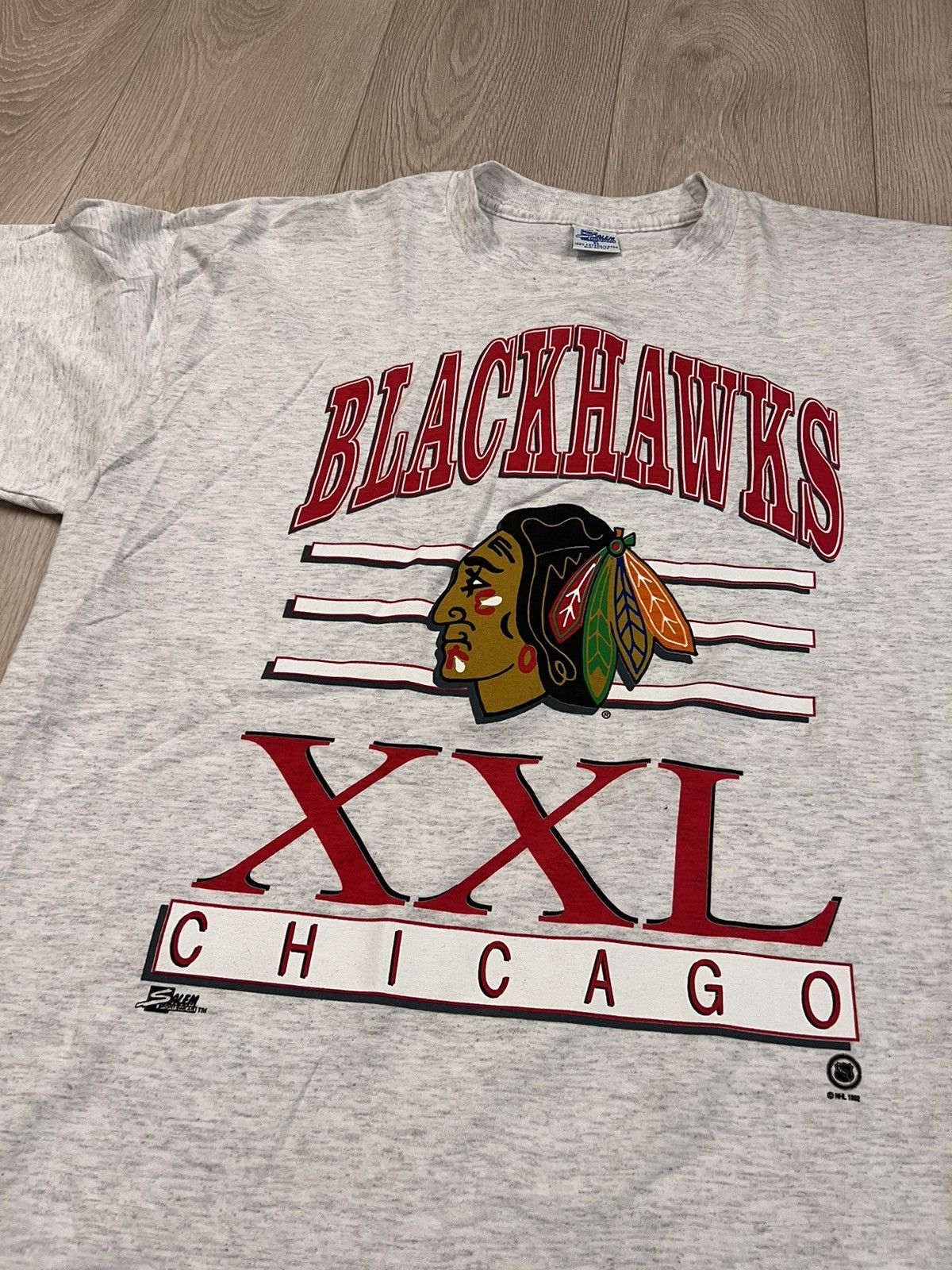 NHL × Vintage Vintage 1992 Chicago Blackhawks Single Stitch T Shirt NHL Size US XL / EU 56 / 4 - 1 Thumbnail
