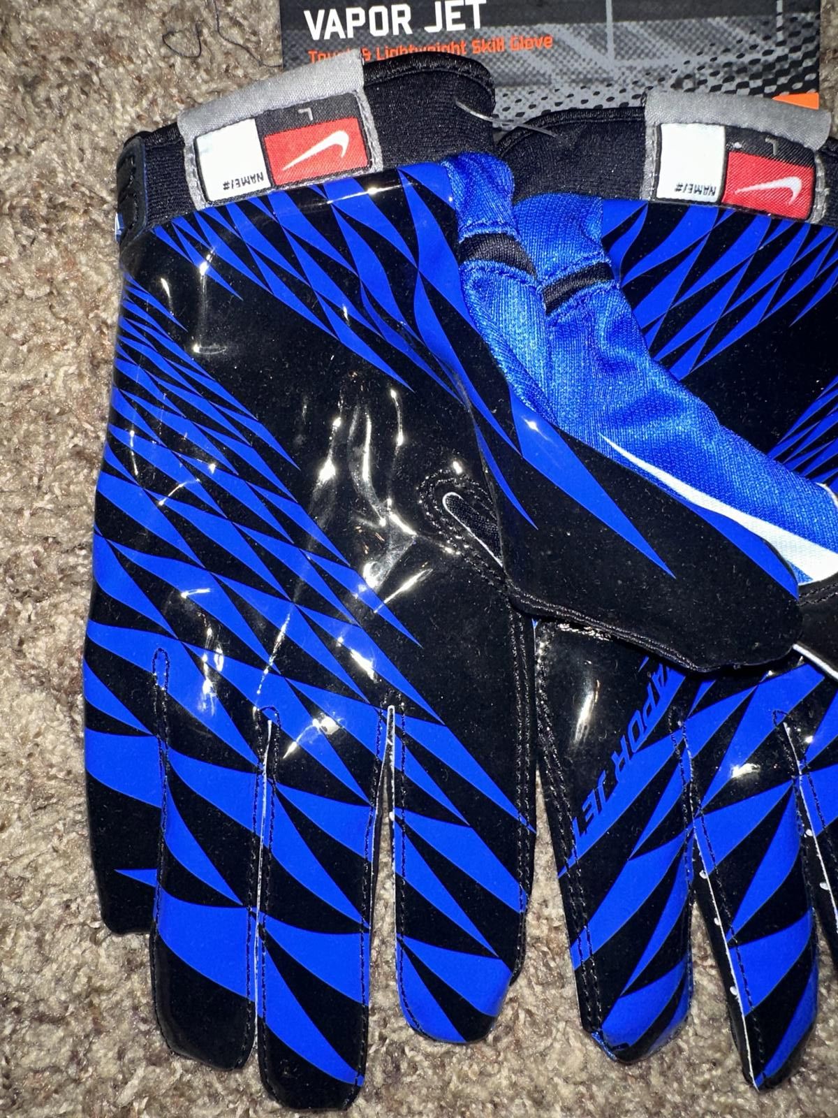 Nike VINTAGE Nike Men’s VaporJet Magnigrip Football Receiver Blue Gloves 2009 Size ONE SIZE - 7 Thumbnail