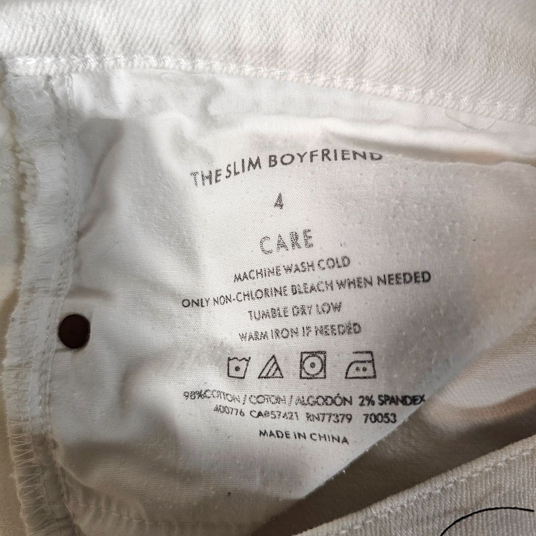 Loft Ann Taylor LOFT White Jeans - Boyfriend Slim Leg - Size 4 - Stretch - Women Size 29" - 3 Thumbnail