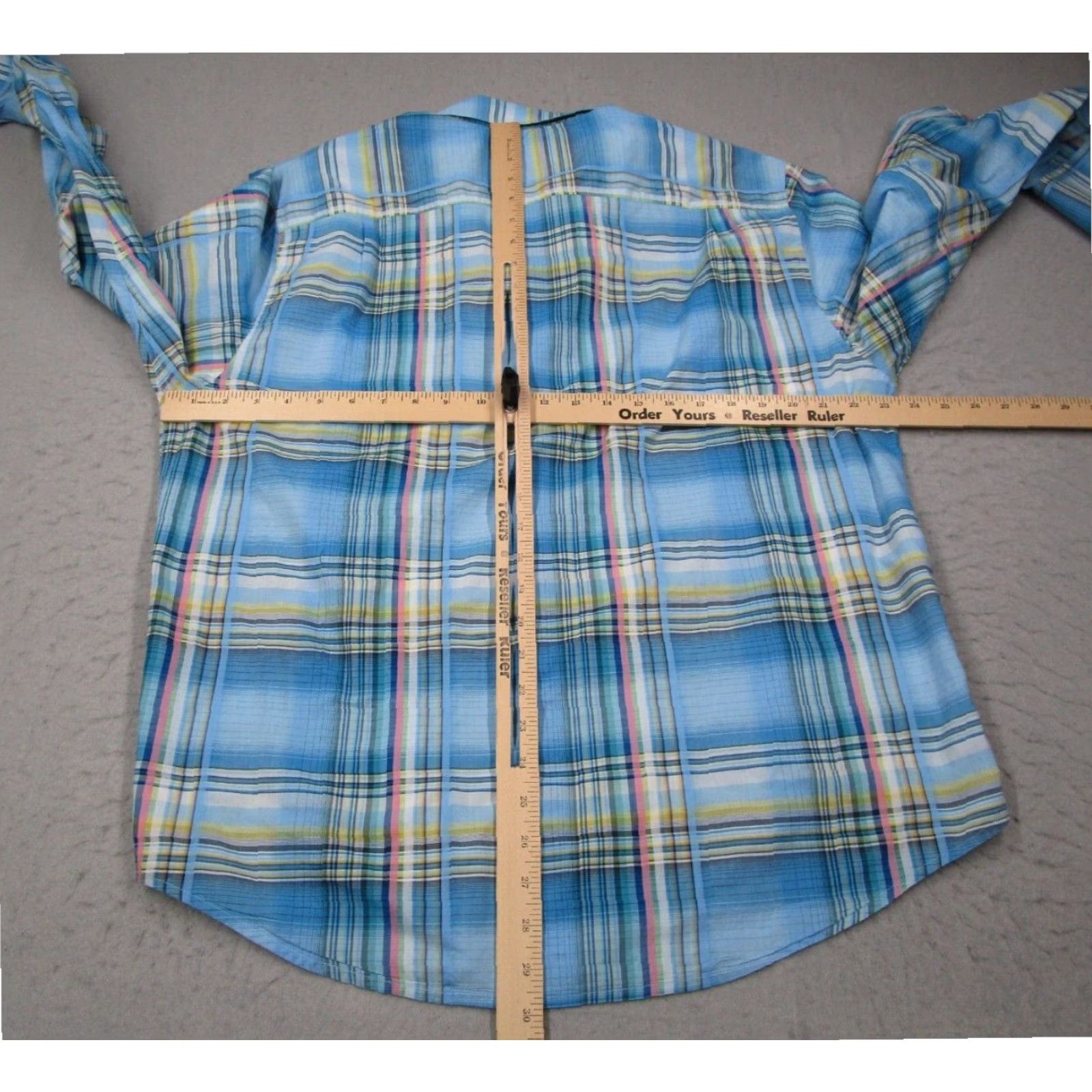 Tommy Bahama Tommy Bahama Men's Large Blue Plaid Island Zone Pima Cotton Blend Button Up Long Sleeve Shirt Size US L / EU 52-54 / 3 - 7 Thumbnail
