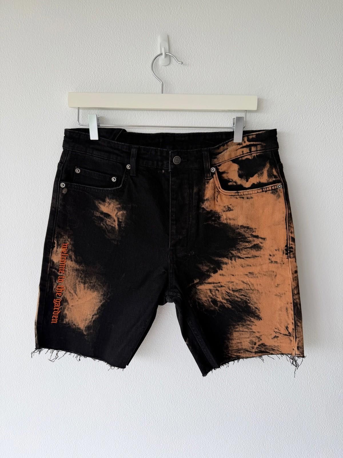 new Ksubi mens denim shorts chopper hellfire black fire 32