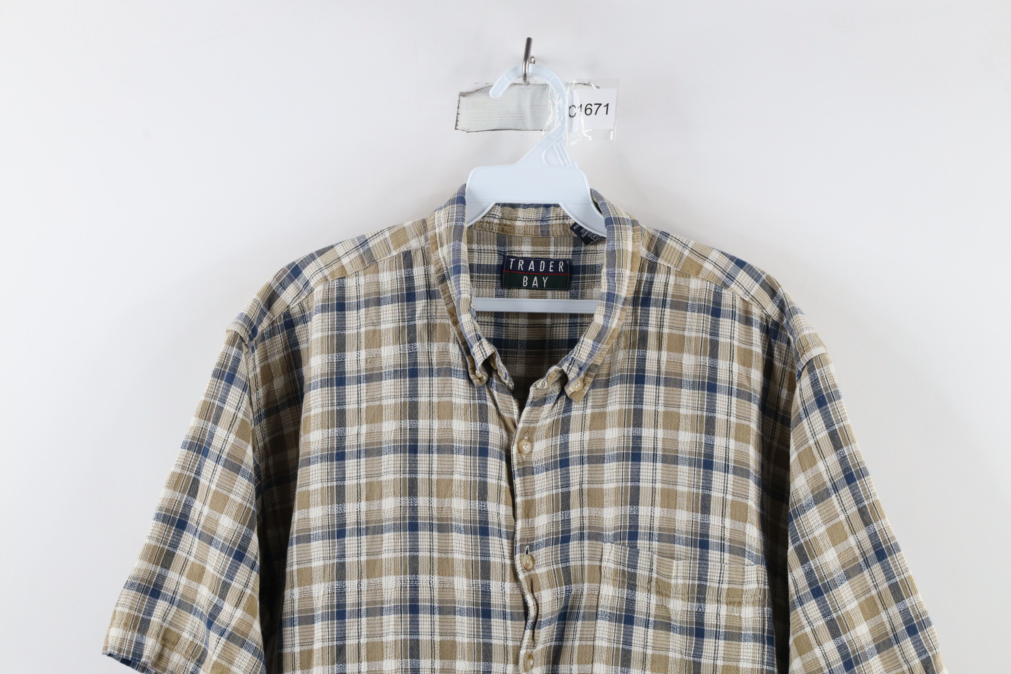Vintage Vintage 90s Streetwear Weave Short Sleeve Button Down Shirt Size US XL / EU 56 / 4 - 2 Thumbnail
