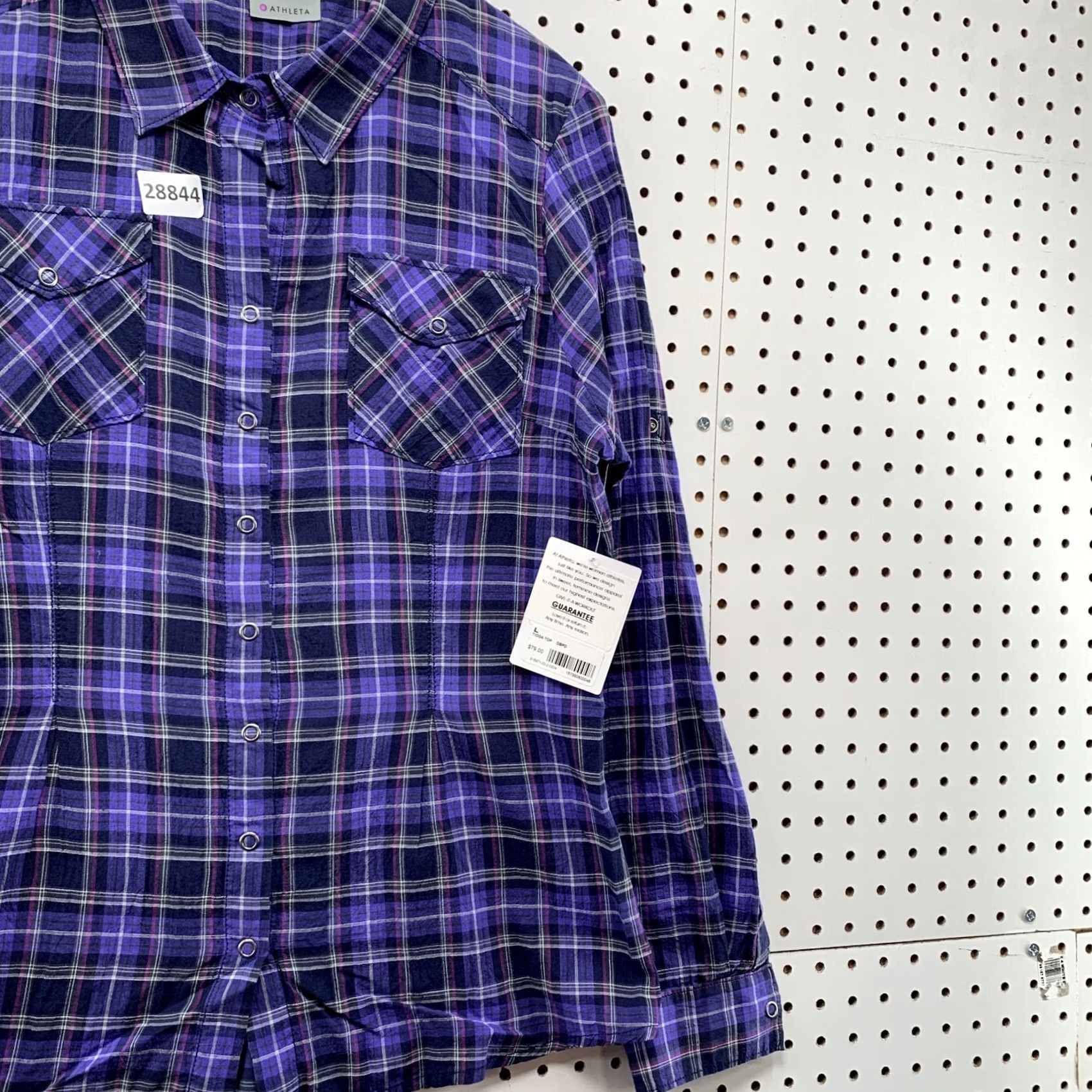 Athleta VINTAGE Athleta Button Up Shirt Womens Large Blue Purple Plaid NWT Western 22X27.5 Size L / US 10 / IT 46 - 4 Thumbnail
