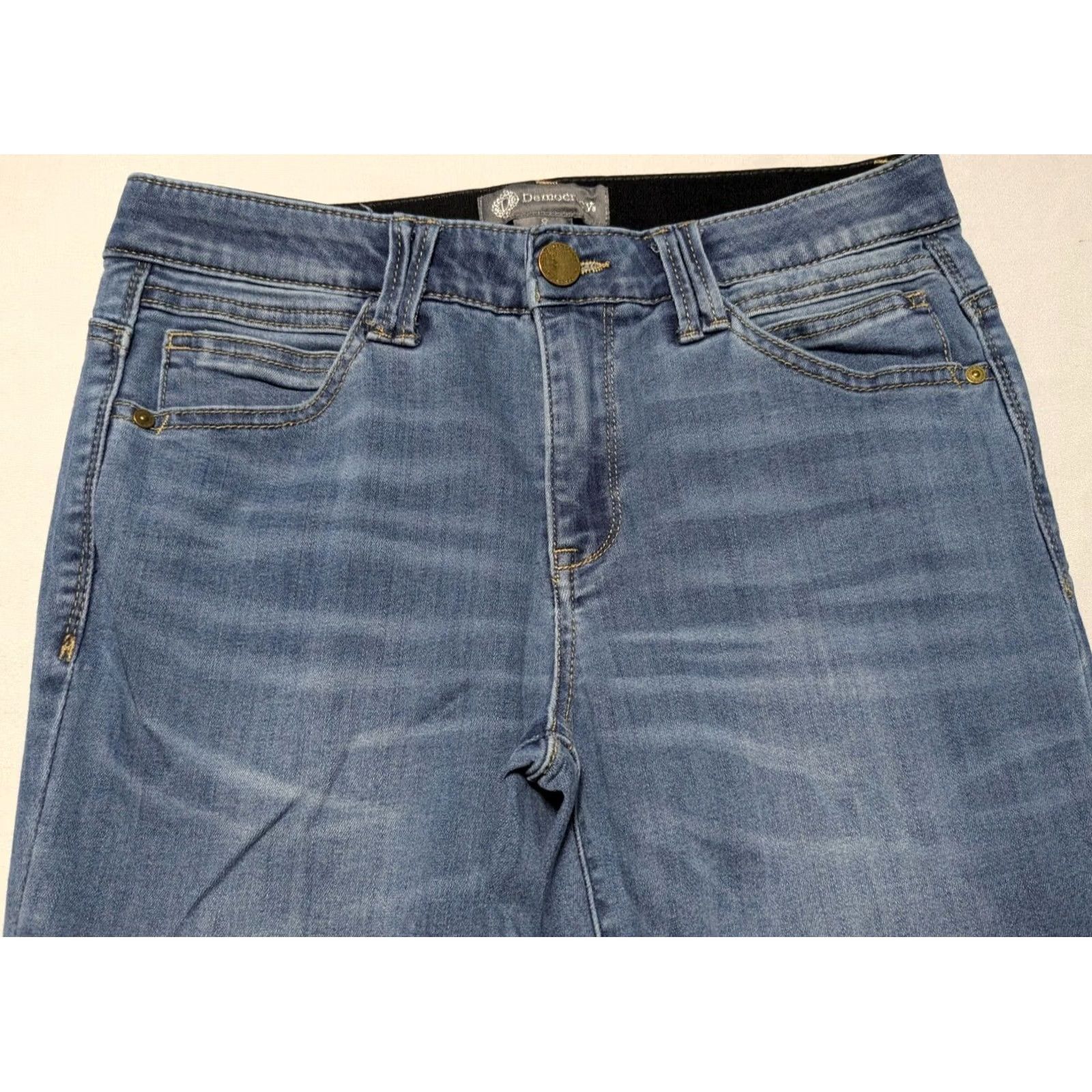 Vintage DEMOCRACY AB' TECHNOLOGY Women Size 8 Cutout Hem Lyocell Stretch Denim Jeans Shirt? Size 30" / US 8 / IT 44 - 3 Thumbnail