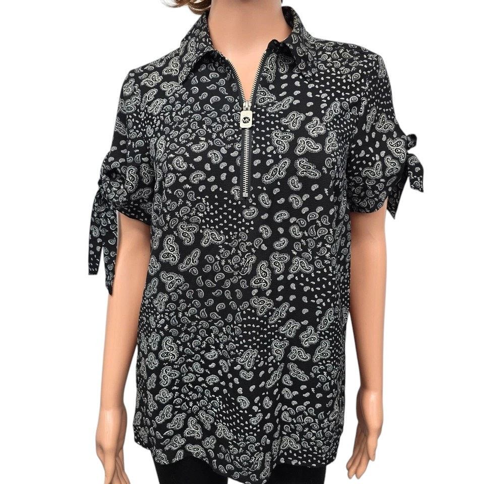 Michael Kors Michael Kors Blouse Paisley Grommet & Tie Sleeve Zip Front S Size S / US 4 / IT 40 - 3 Thumbnail