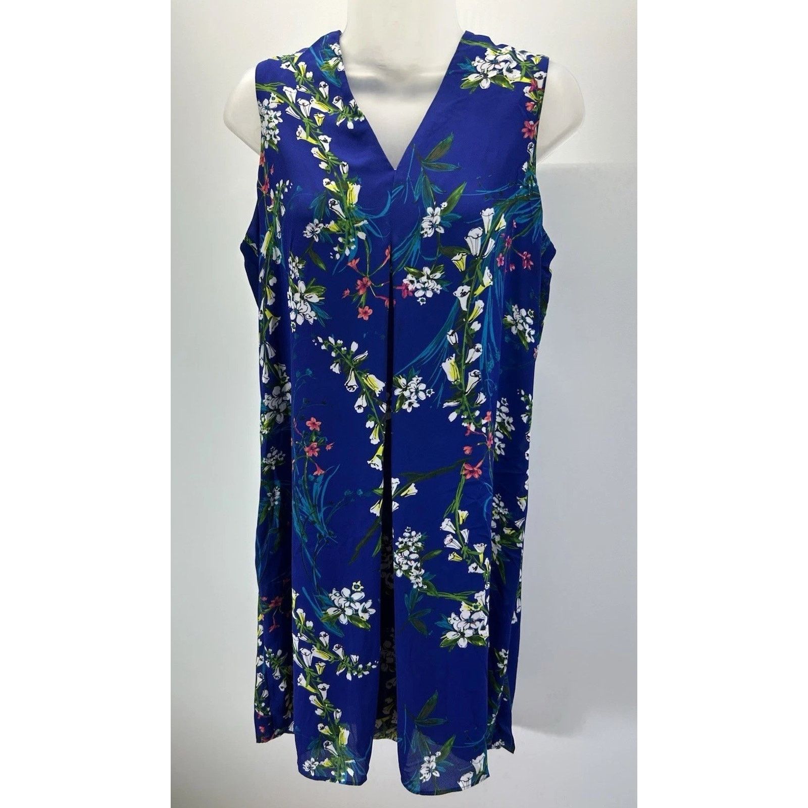Worthington Worthington Women's Sz 6 Blue Floral Print Lined Dress. Size M / US 6-8 / IT 42-44 - 1 Thumbnail