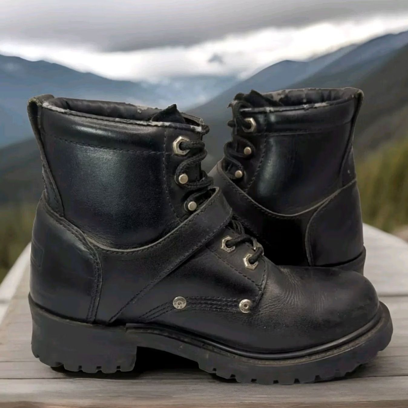 Harley Davidson Harley-Davidson Boots Women Biker Ankle Strap Leather 39 Black 8 US Size US 8 / IT 38 - 3 Thumbnail