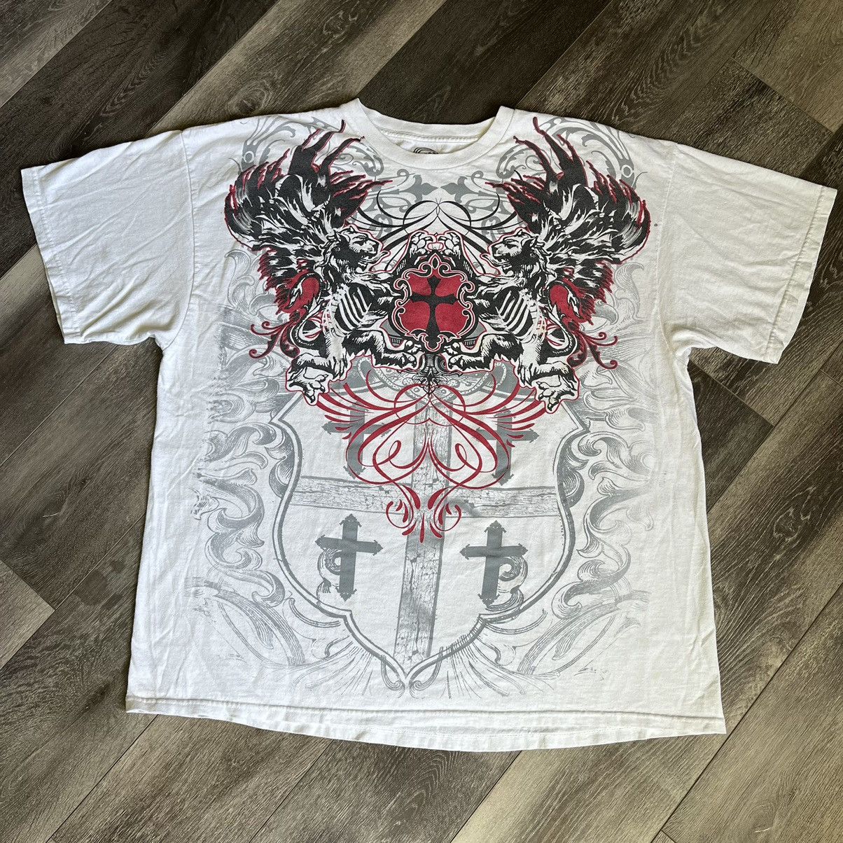 Affliction Vintage Y2K Affliction Style Cross Shield Wings Logo T Shirt Size US XXL / EU 58 / 5 - 1 Thumbnail