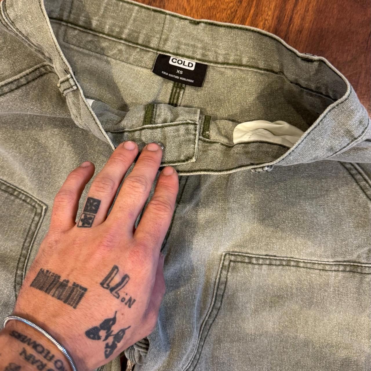 Designer Cold Culture Wide Fit Washed Green V1 Carpenters Pants Size US 28 / EU 44 - 3 Thumbnail