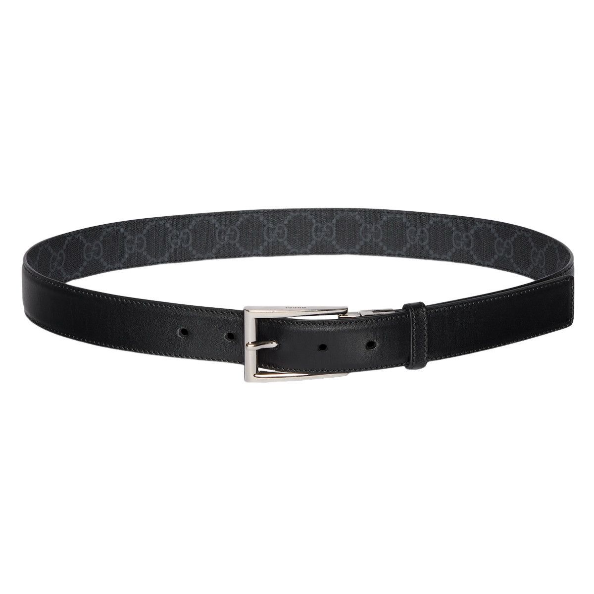 GUCCI $540 Black GG Canvas Reversible 35mm Belt New/Authenti