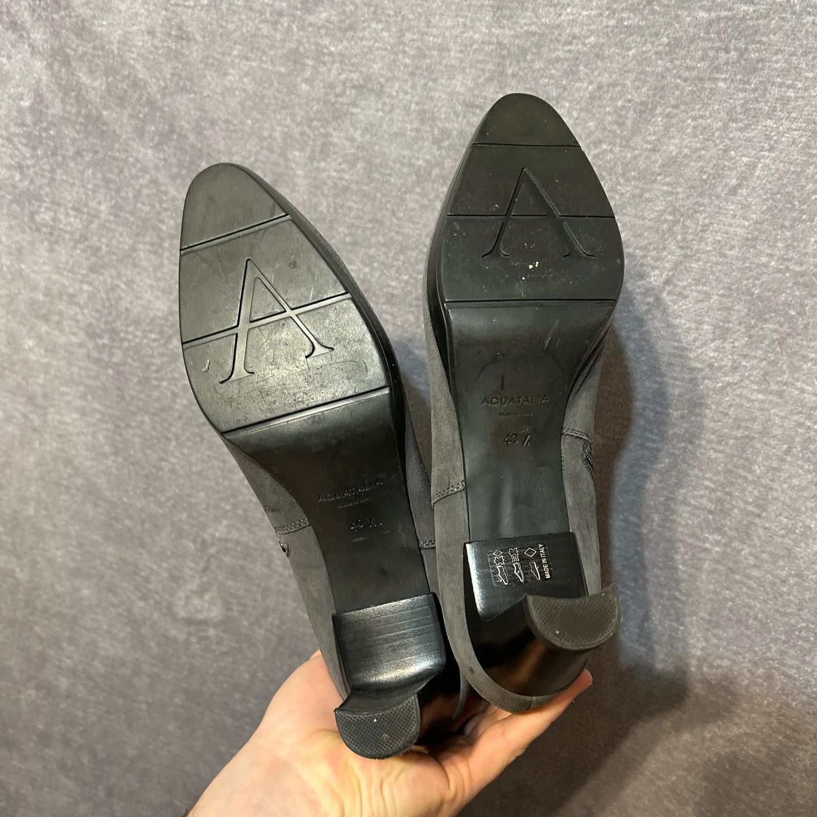 Aquatalia × Designer Aquantalia grey boots heels with zipper on side Size US 10.5 / IT 40.5 - 10 Thumbnail