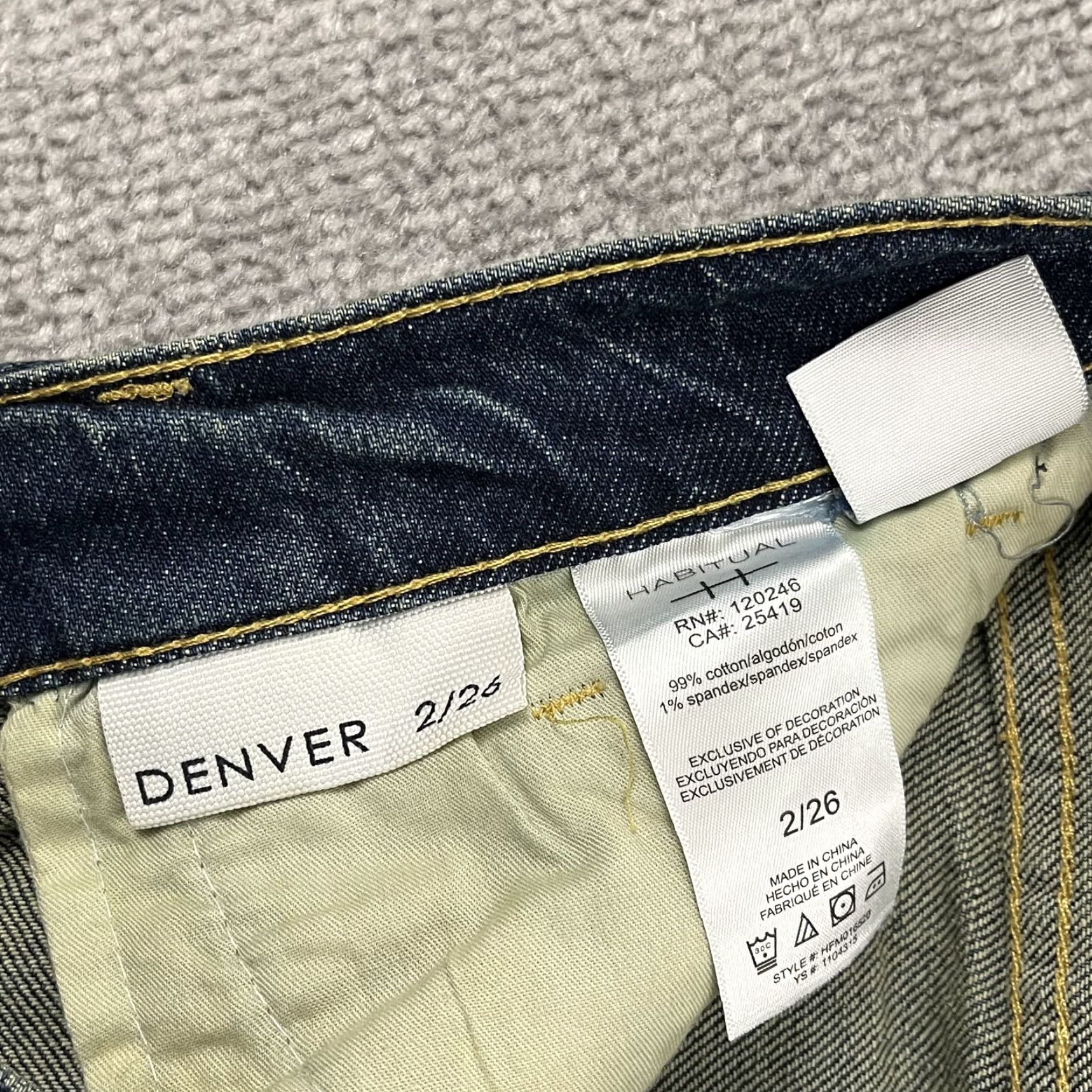 Vintage Habitual Denver Jeans Womens 2/26 W28 L29 Blue Denim Wide Leg Raw Hem Skate Y2K Jeans Womens Size 26" / US 2 / IT 38 - 3 Thumbnail