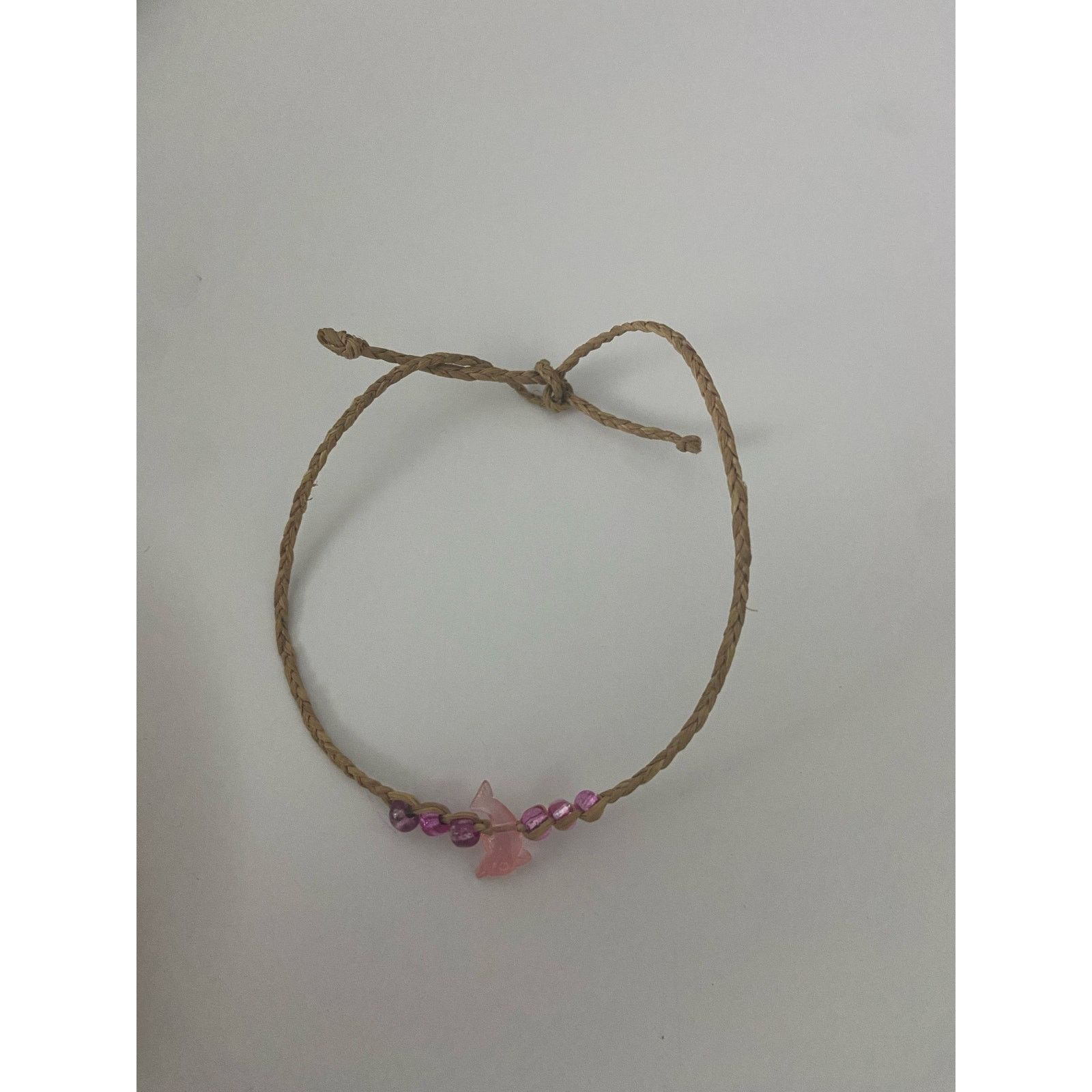 Handmade pink dolphin hemp bracelet anklet Size ONE SIZE - 3 Thumbnail