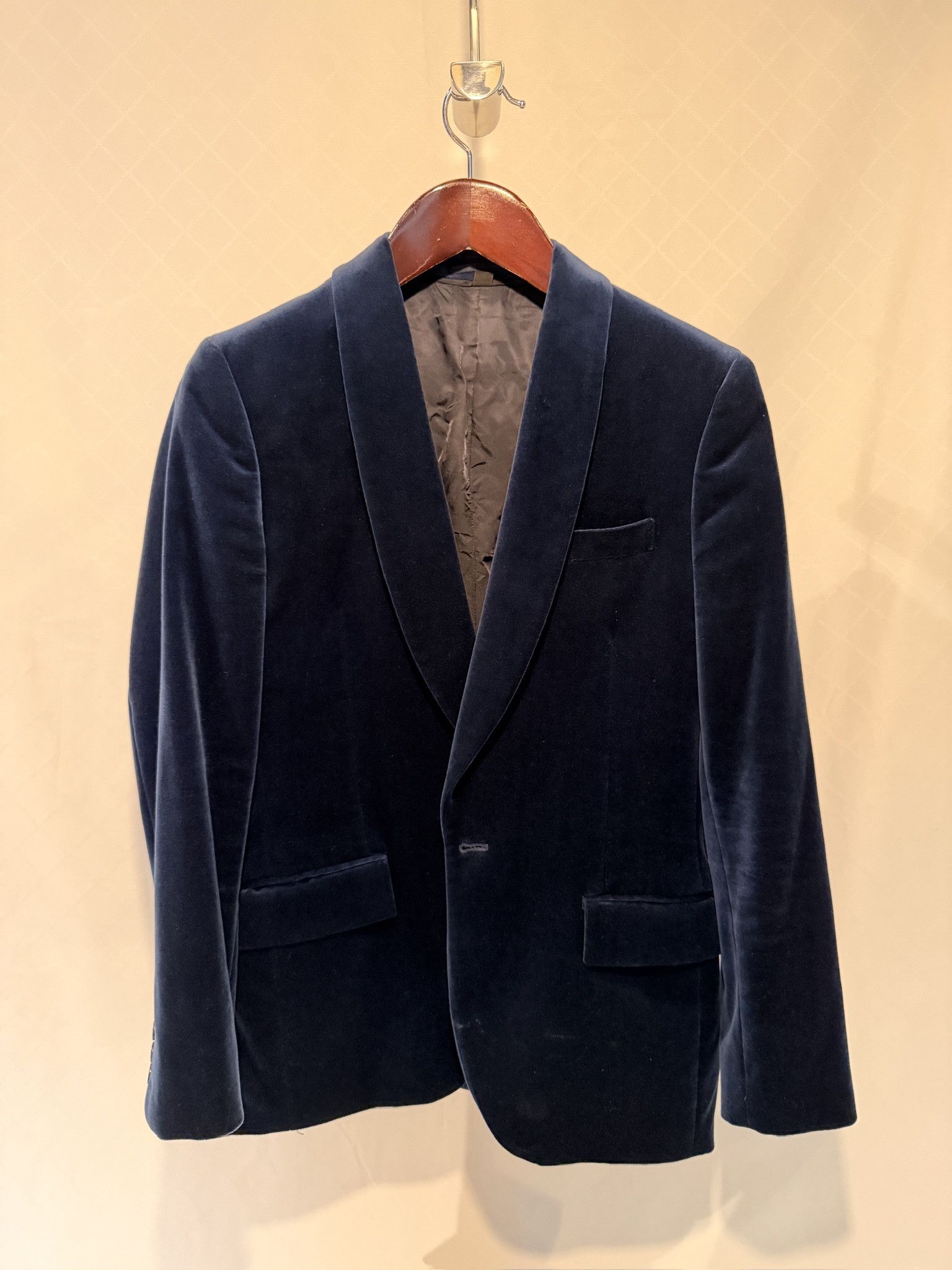 J.Crew J. Crew Navy Velvet Shawl Collar Dinner Jacket Size 36S - 1 Thumbnail