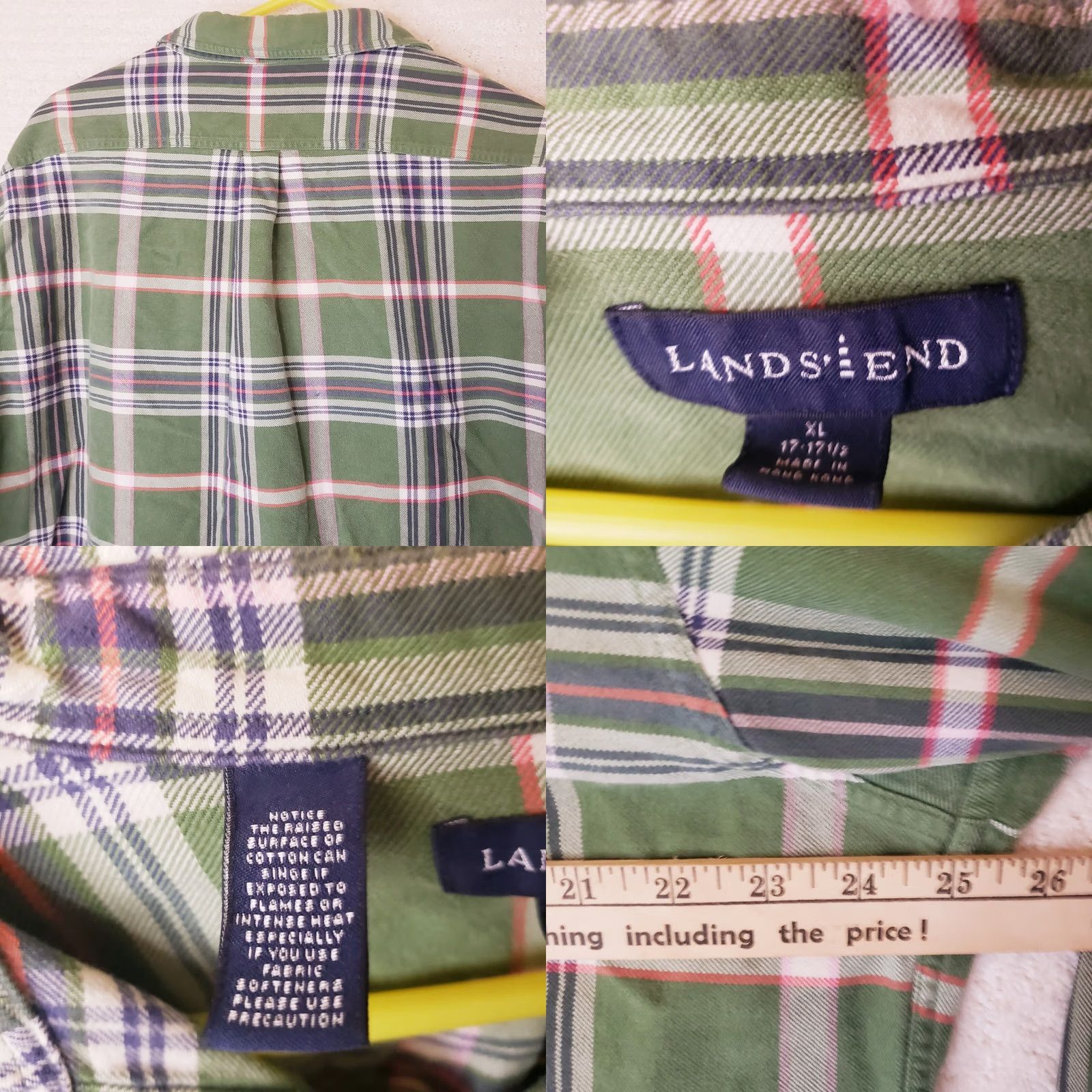 Lands' End VINTAGE Lands' End Flannel Shirt Men's XL Green Plaid Check Outdoors 17-17.5 Question? Size US XL / EU 56 / 4 - 8 Thumbnail